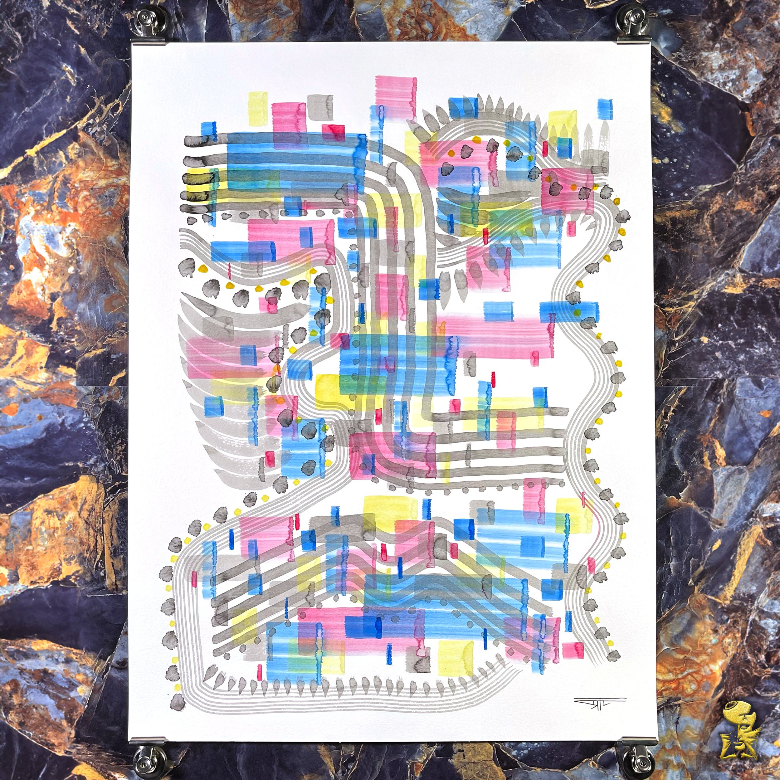 #2281 The Many Faces: Abstract Ink Painting by Ray Taylor