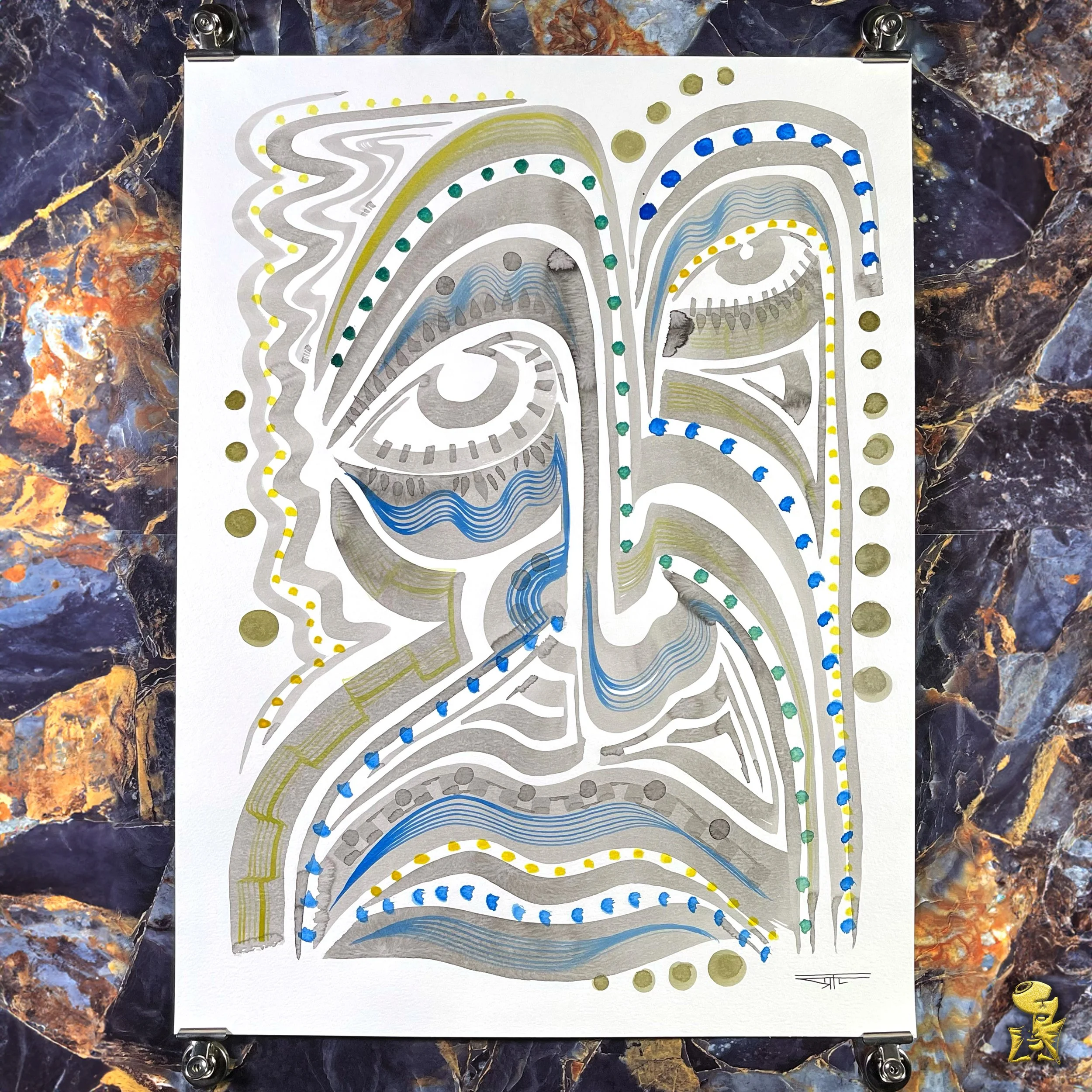 #2283 The Many Faces: Abstract Ink Painting by Ray Taylor