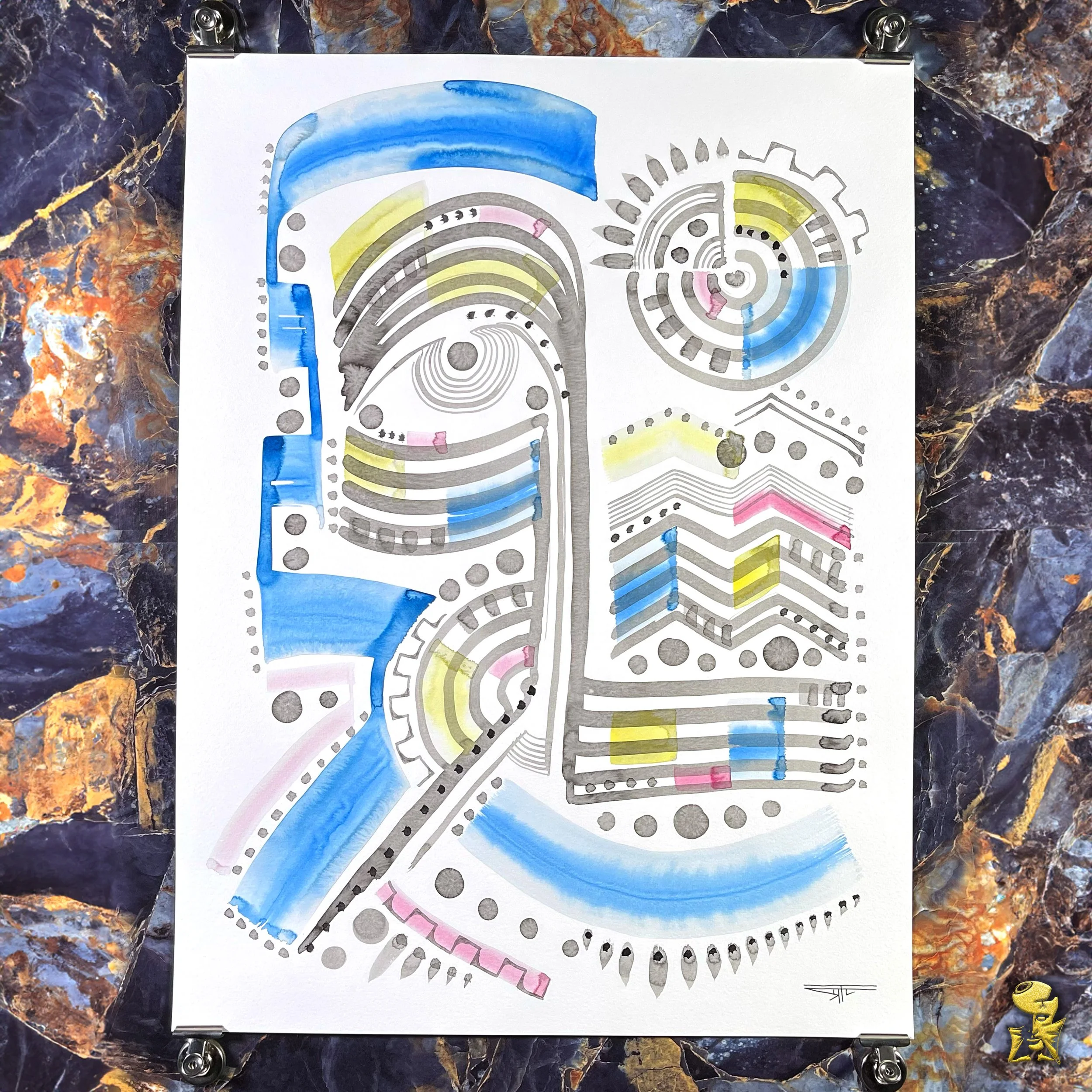 #2284 The Many Faces: Abstract Ink Painting by Ray Taylor
