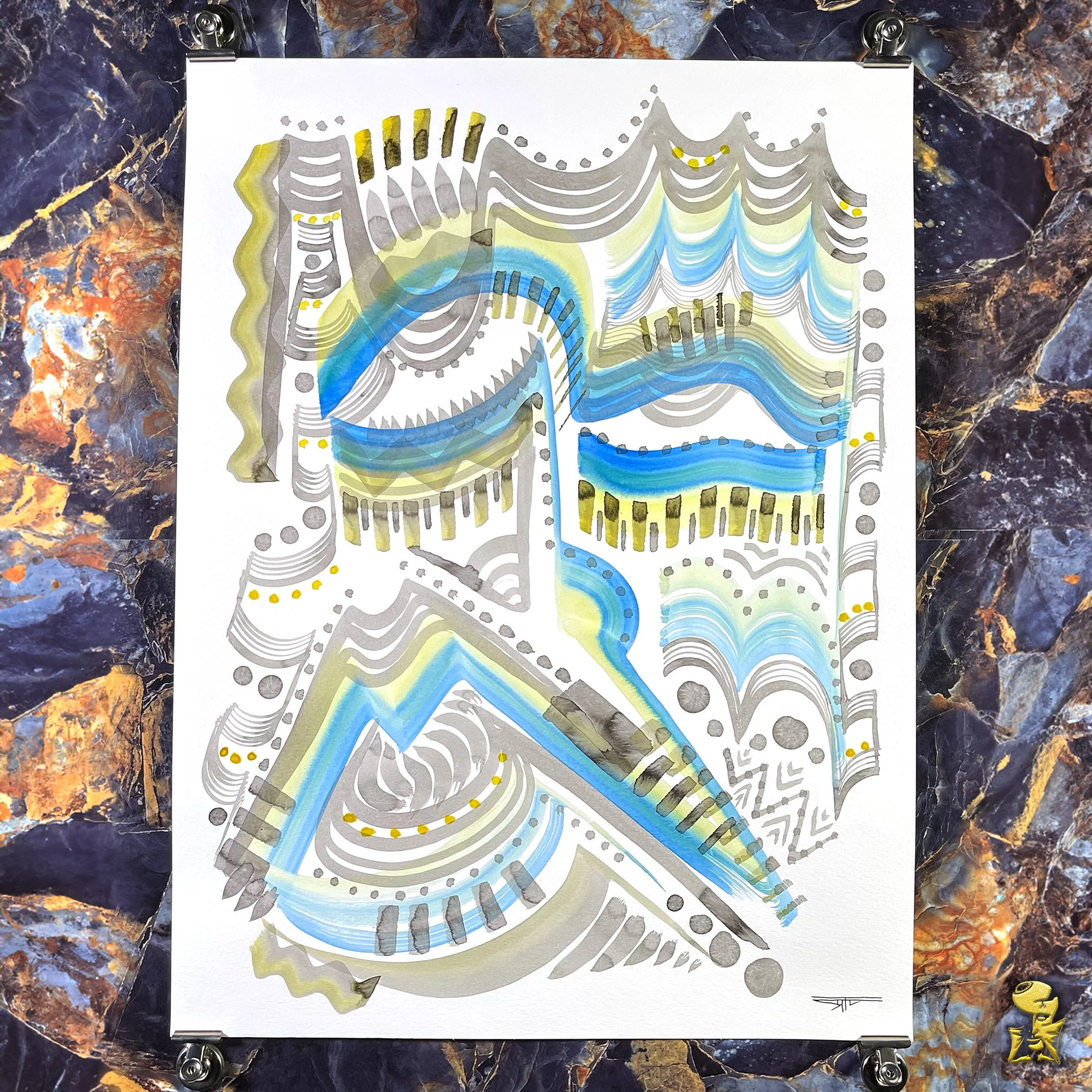 #2285 The Many Faces: Abstract Ink Painting by Ray Taylor