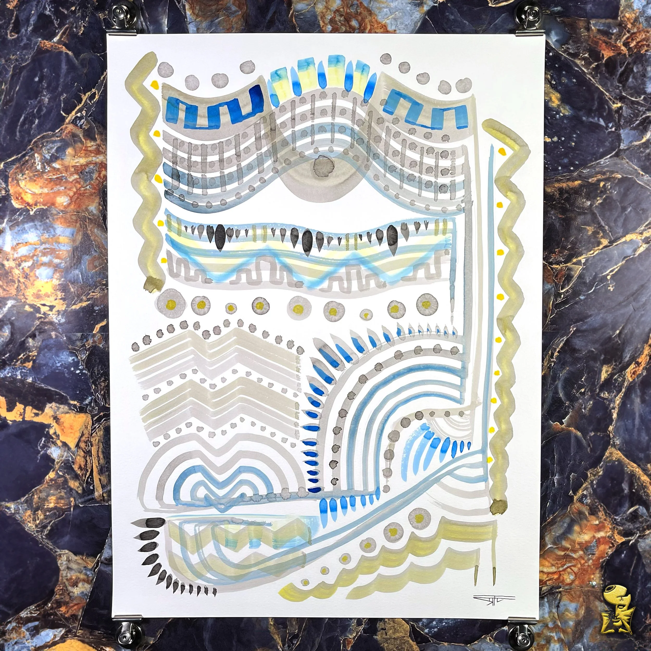 #2286 The Many Faces: Abstract Ink Painting by Ray Taylor
