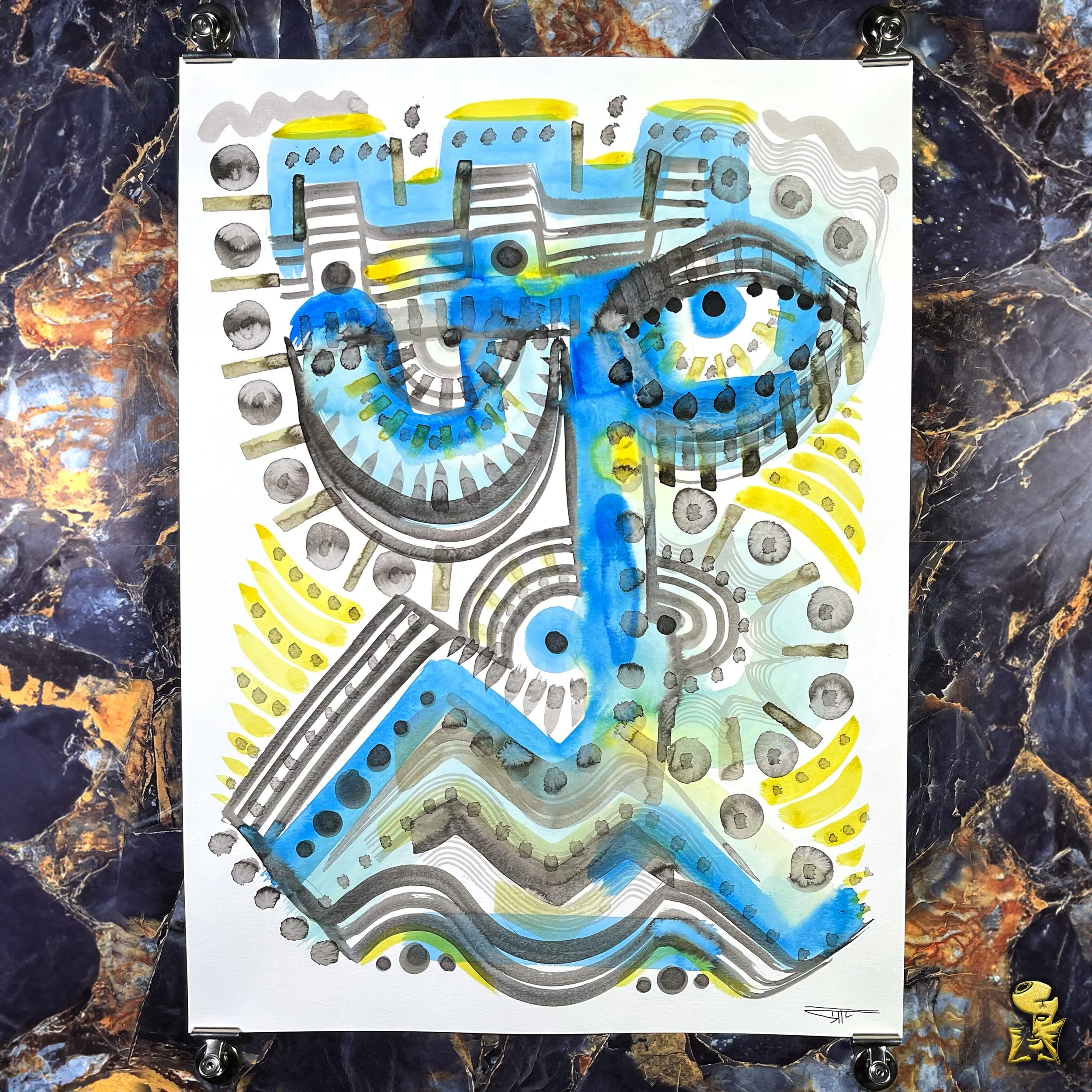 #2288 The Many Faces: Abstract Ink Painting by Ray Taylor