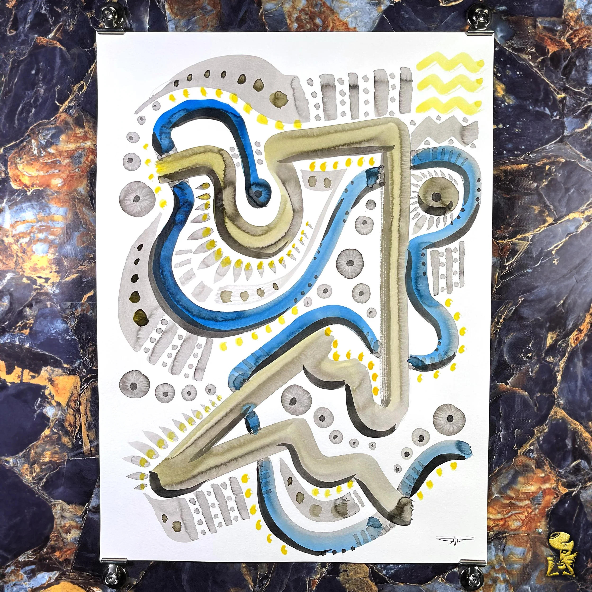 #2289 The Many Faces: Abstract Ink Painting by Ray Taylor