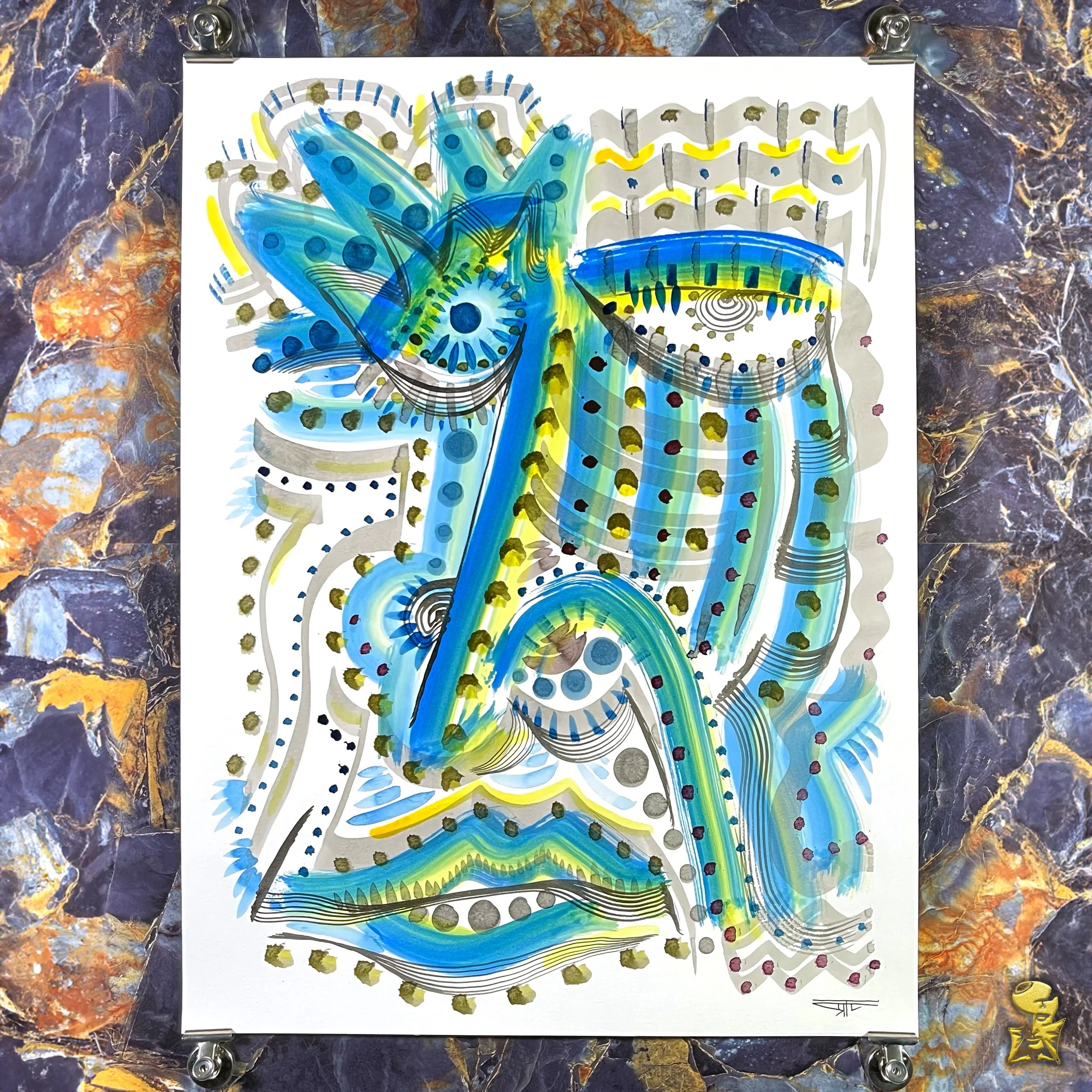 #2290 The Many Faces: Abstract Ink Painting by Ray Taylor