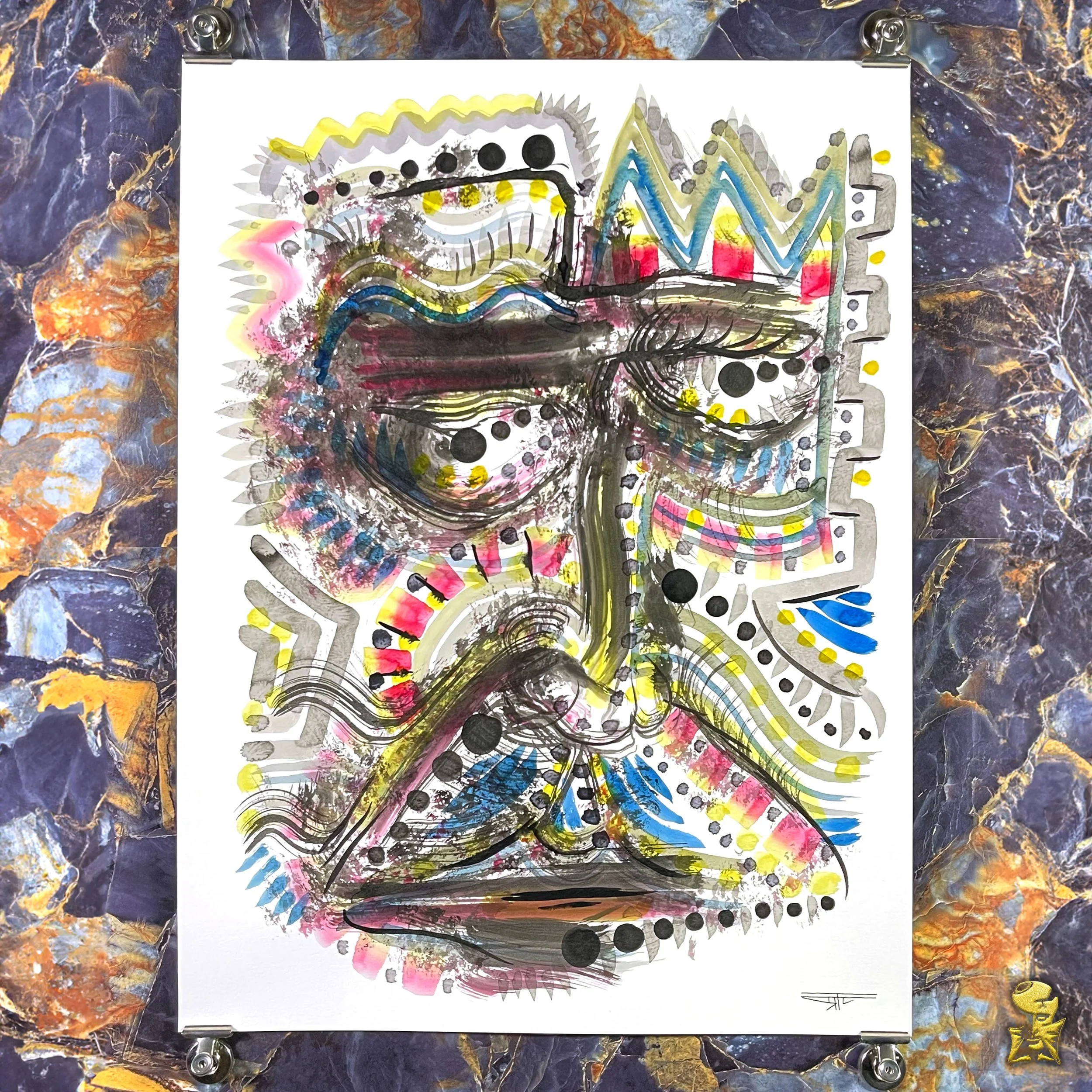 #2291 The Many Faces: Abstract Ink Painting by Ray Taylor