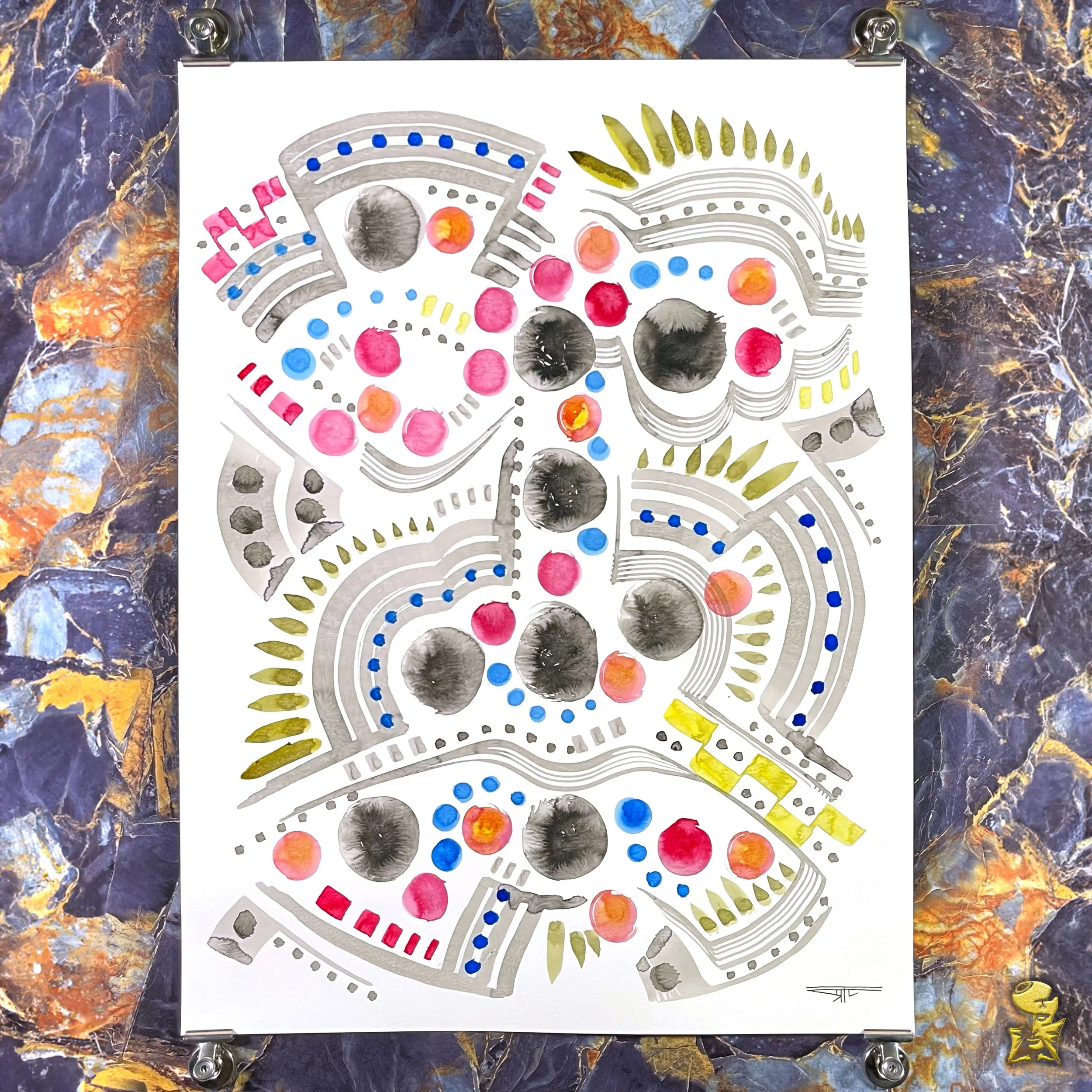 #2292 The Many Faces: Abstract Ink Painting by Ray Taylor