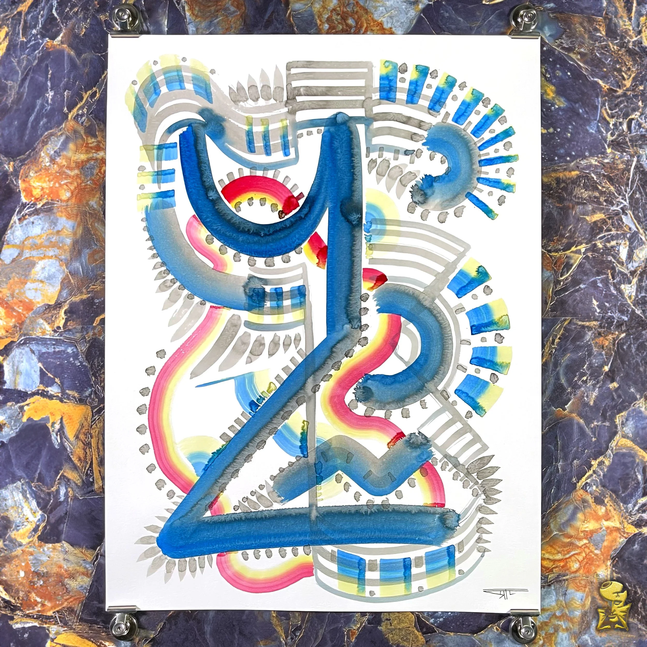 #2293 The Many Faces: Abstract Ink Painting by Ray Taylor