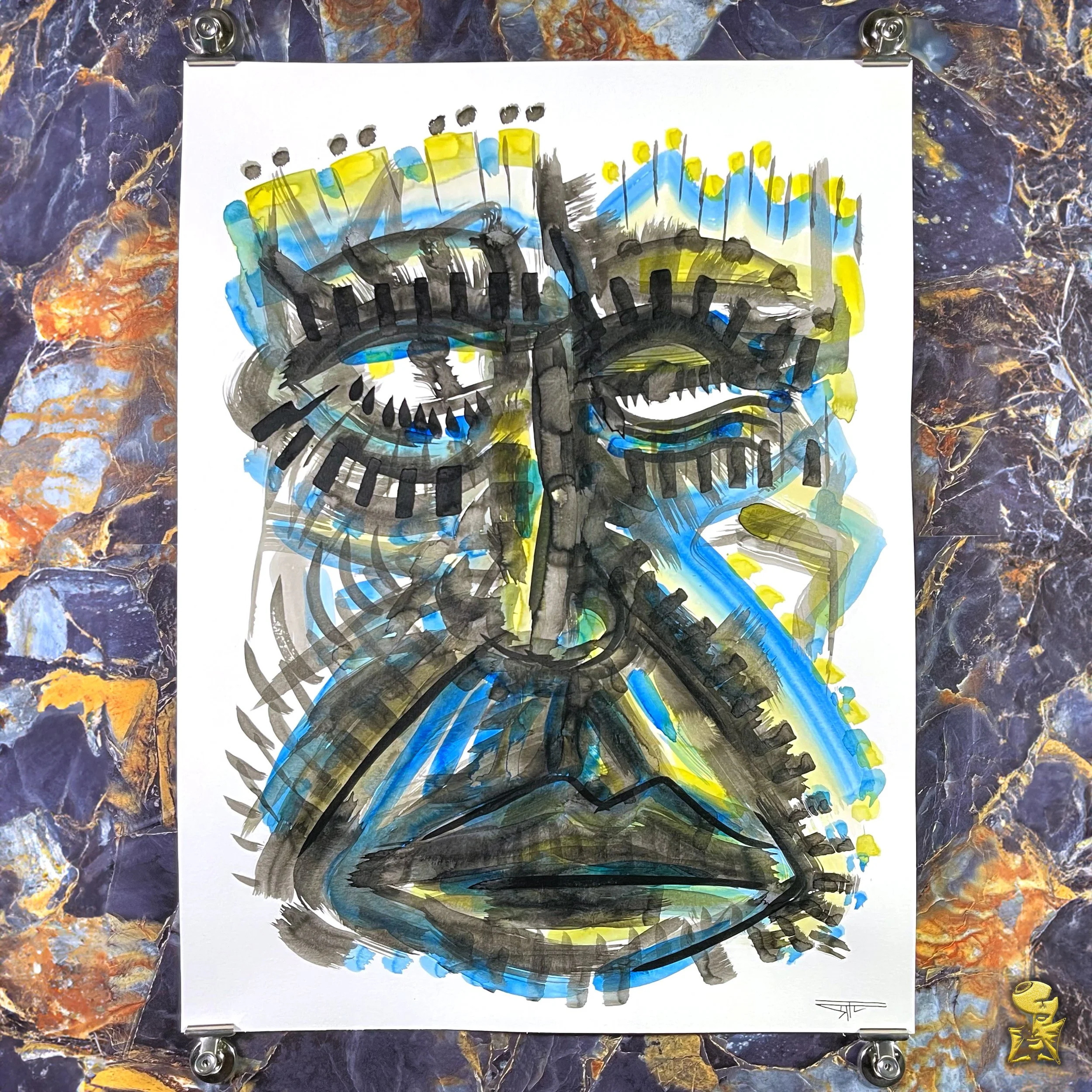#2295 The Many Faces: Abstract Ink Painting by Ray Taylor