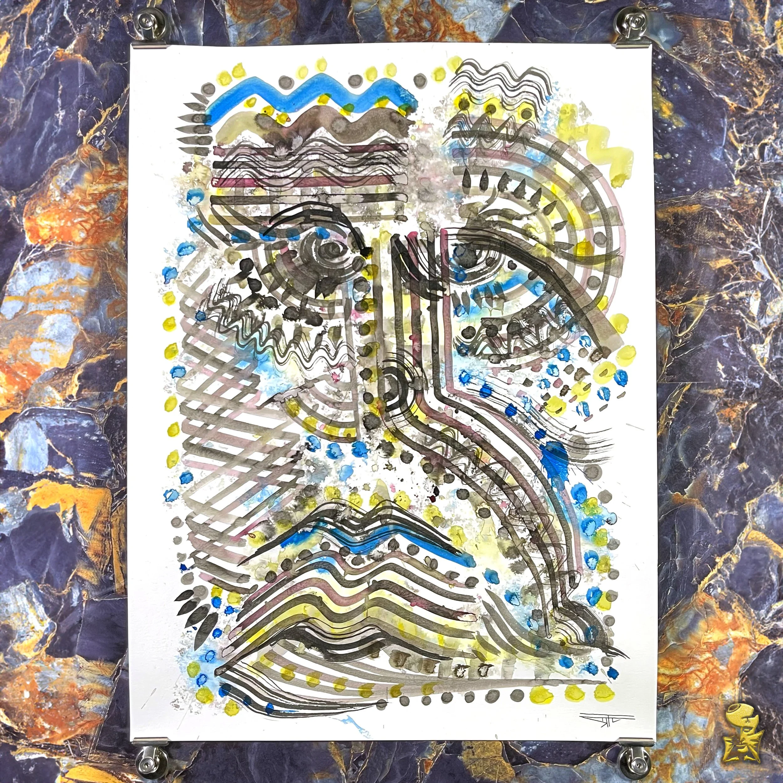 #2294 The Many Faces: Abstract Ink Painting by Ray Taylor