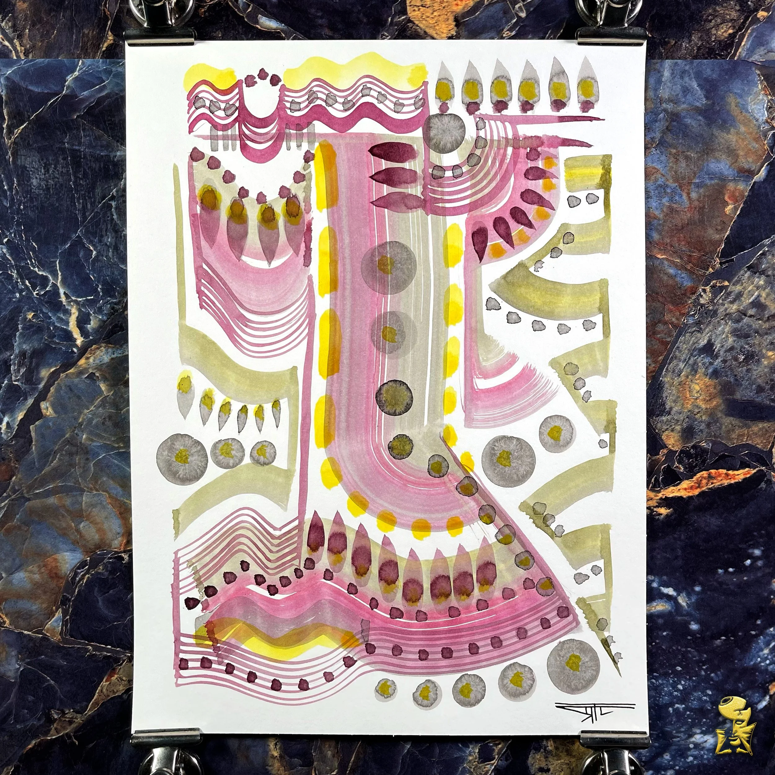 #2297 The Many Faces: Abstract Ink Painting by Ray Taylor