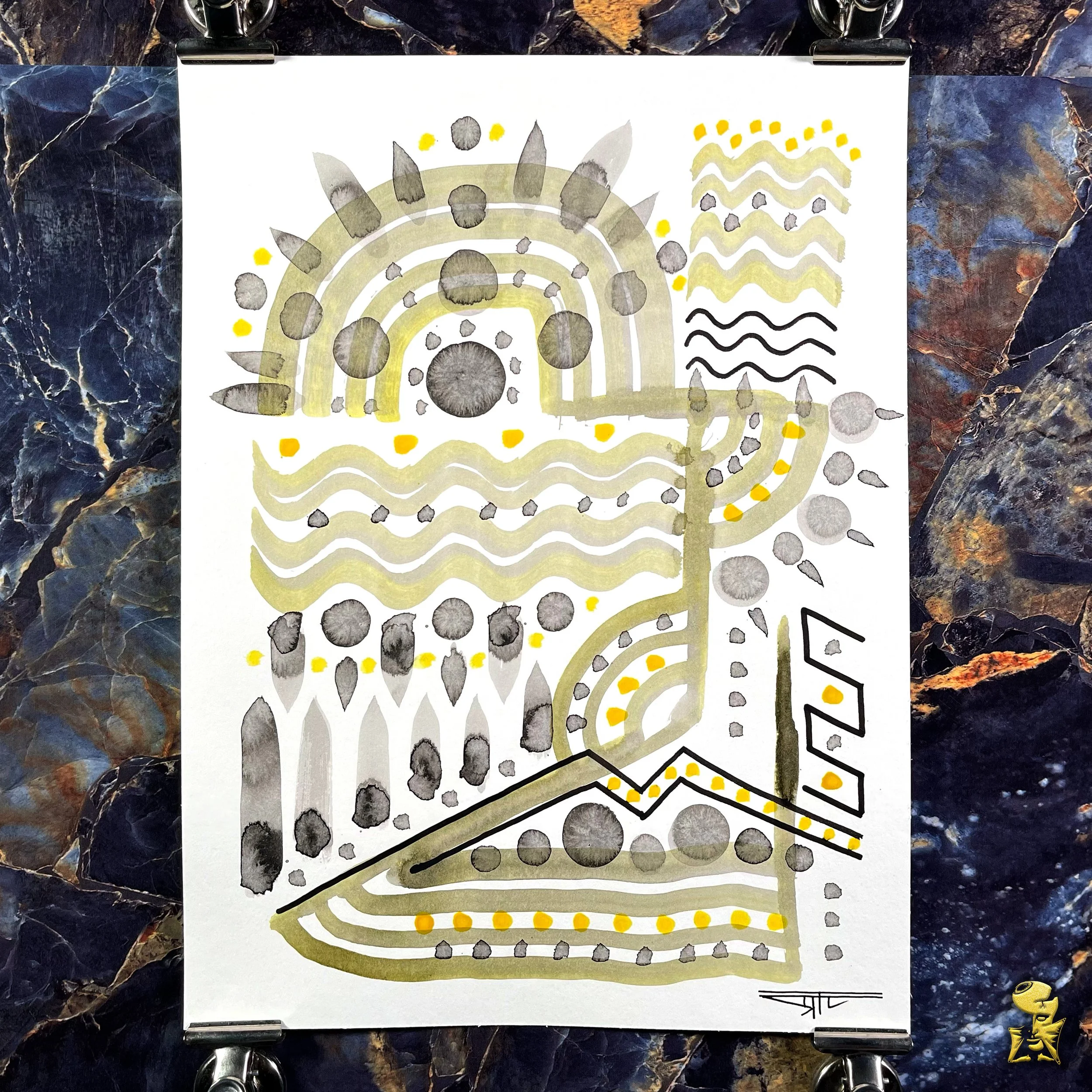 #2300 The Many Faces: Abstract Ink Painting by Ray Taylor