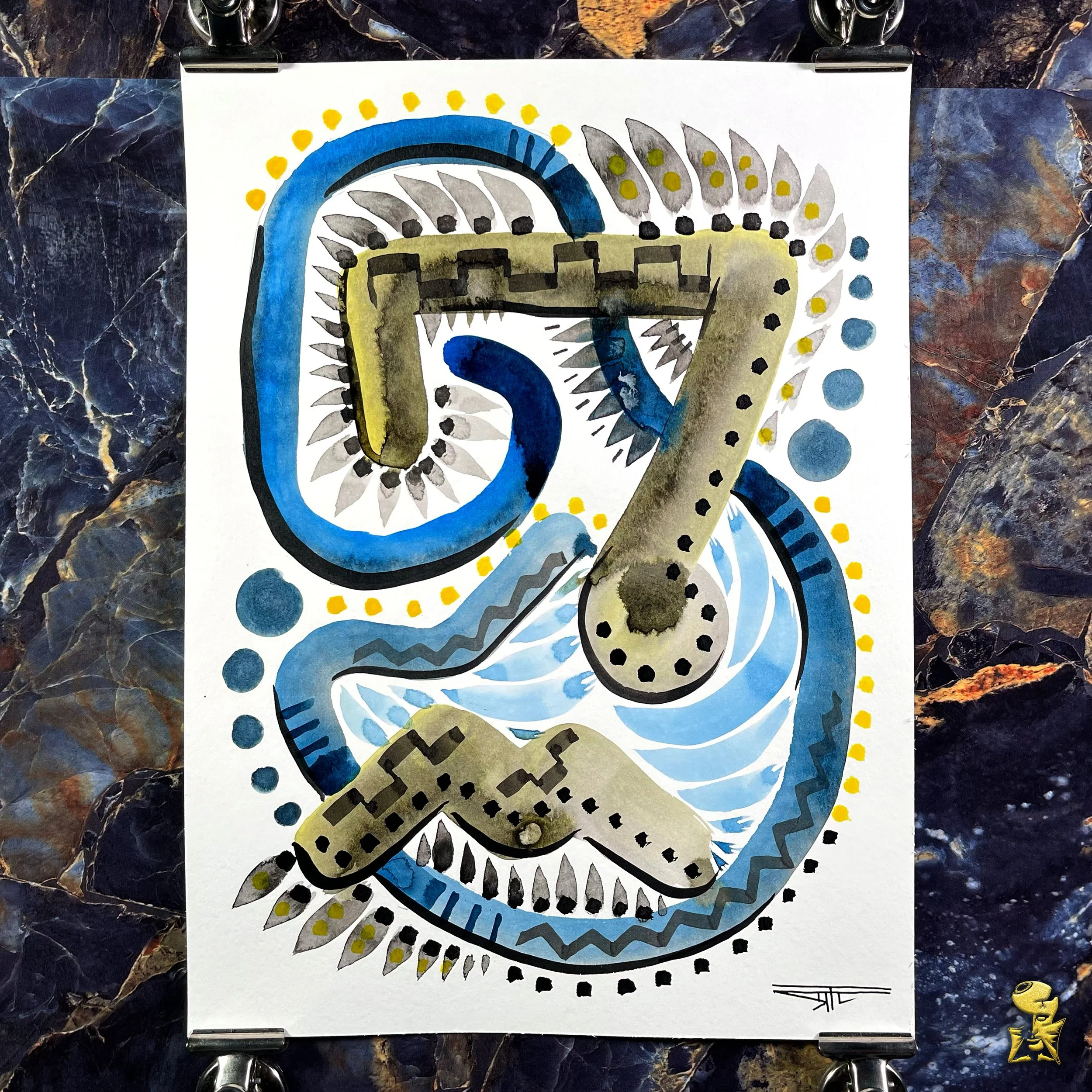 #2301 The Many Faces: Abstract Ink Painting by Ray Taylor