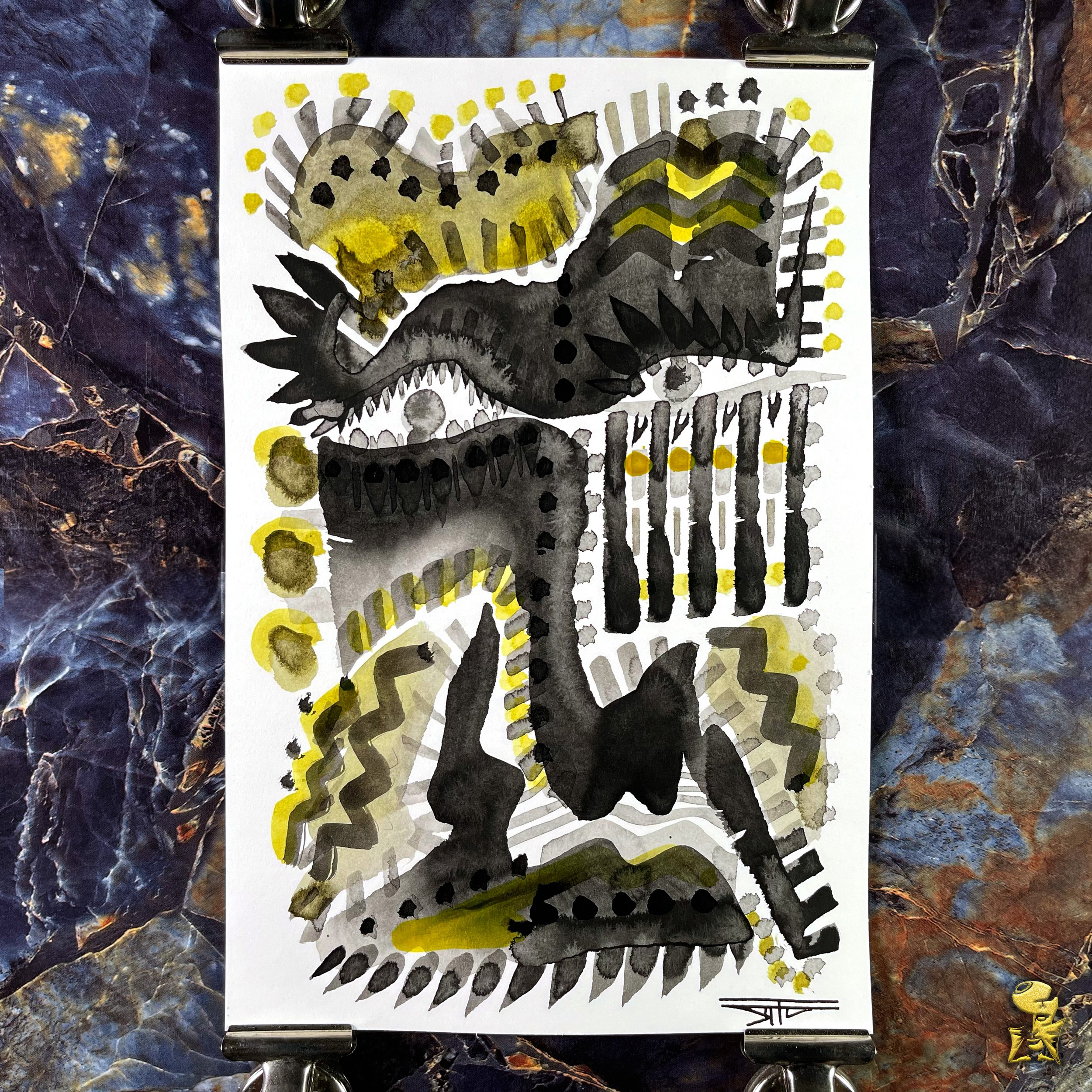 #2309 The Many Faces: Abstract Ink Painting by Ray Taylor