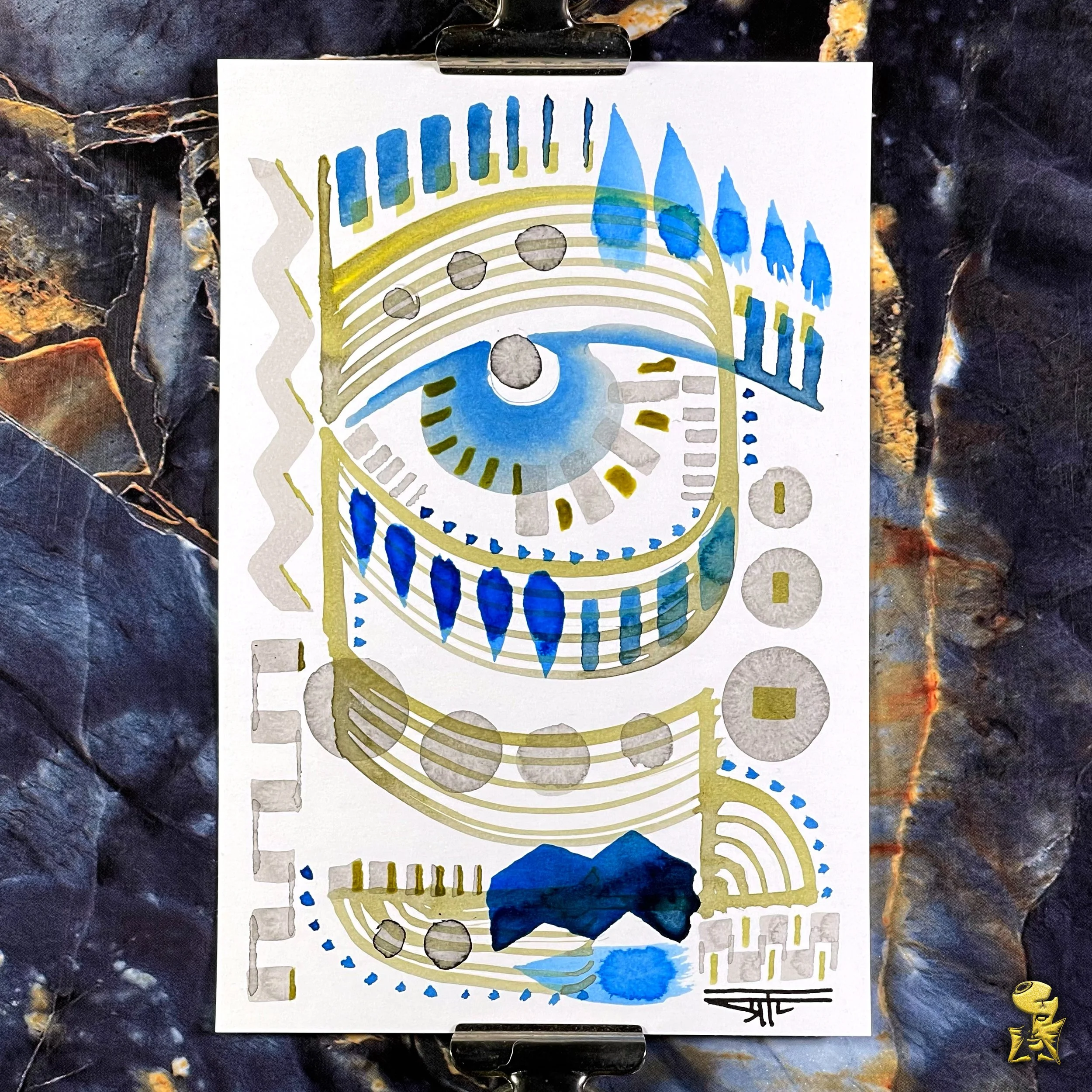 #2311 The Many Faces: Abstract Ink Painting by Ray Taylor