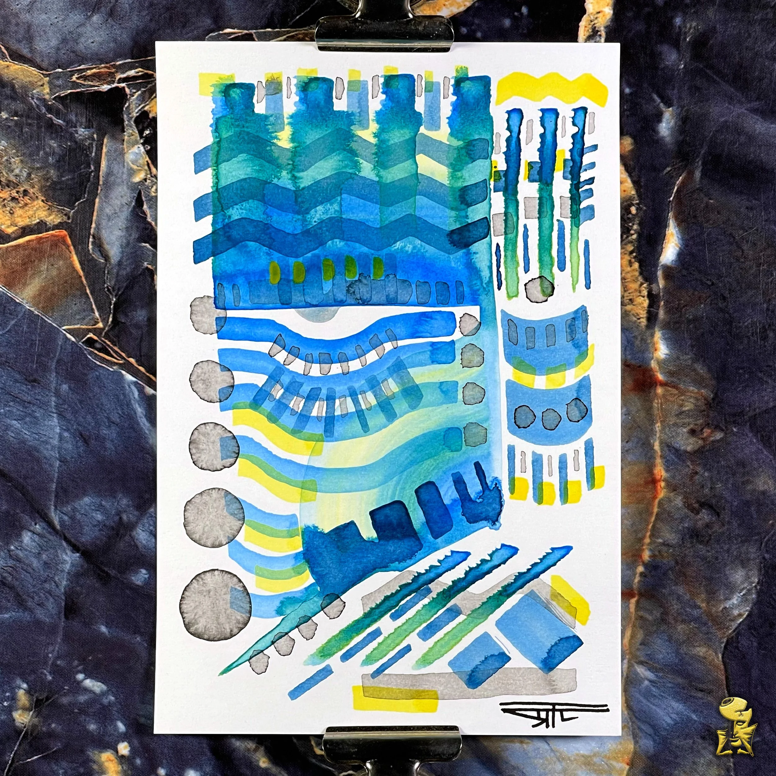 #2314 The Many Faces: Abstract Ink Painting by Ray Taylor