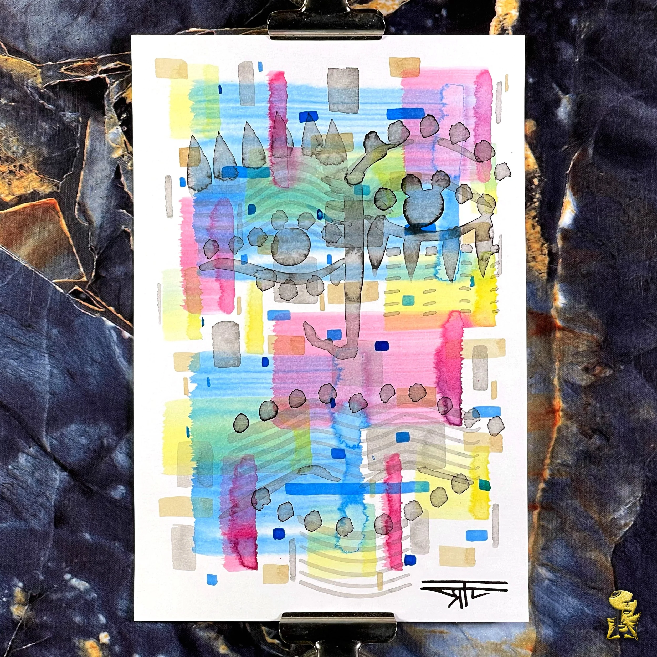 #2315 The Many Faces: Abstract Ink Painting by Ray Taylor