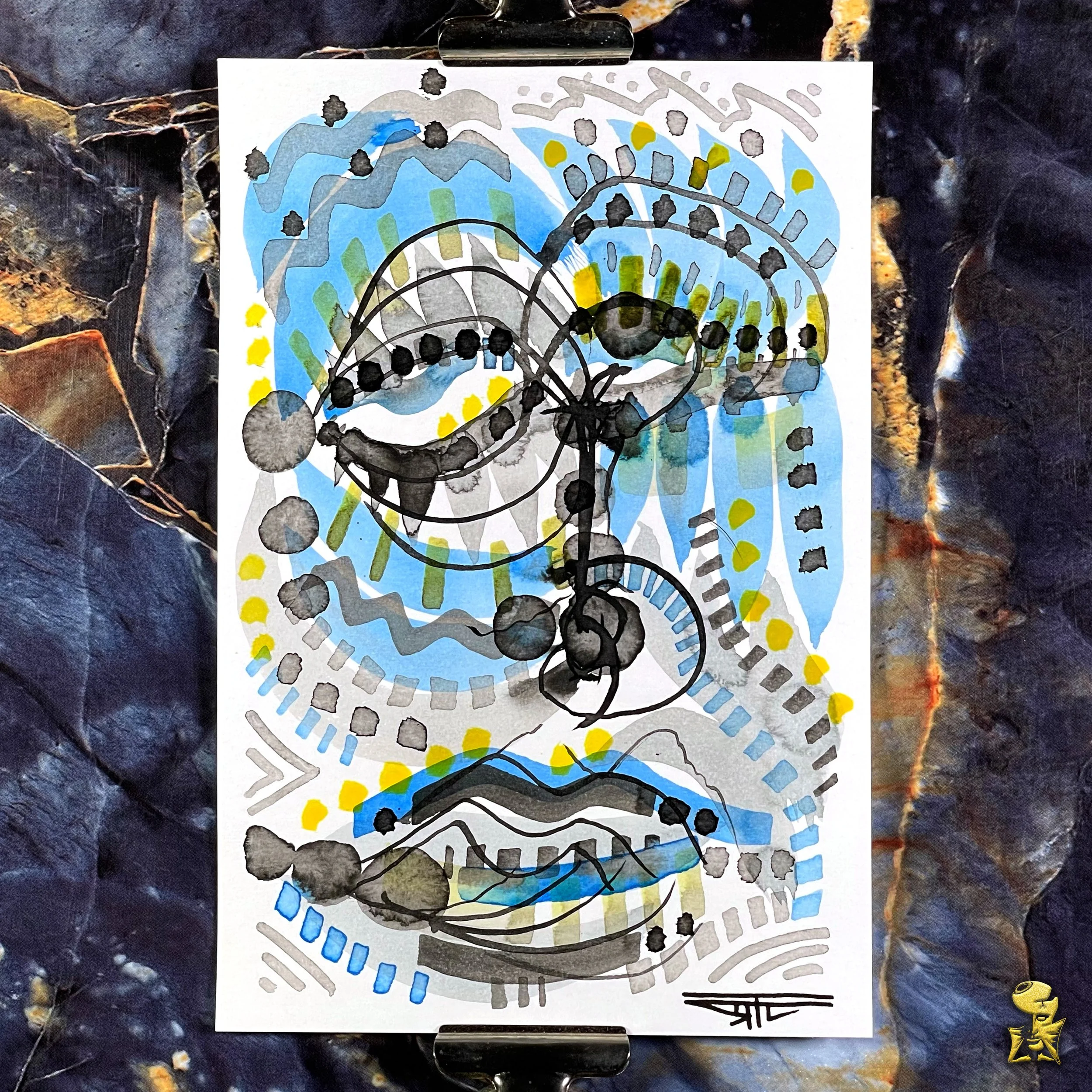 #2317 The Many Faces: Abstract Ink Painting by Ray Taylor