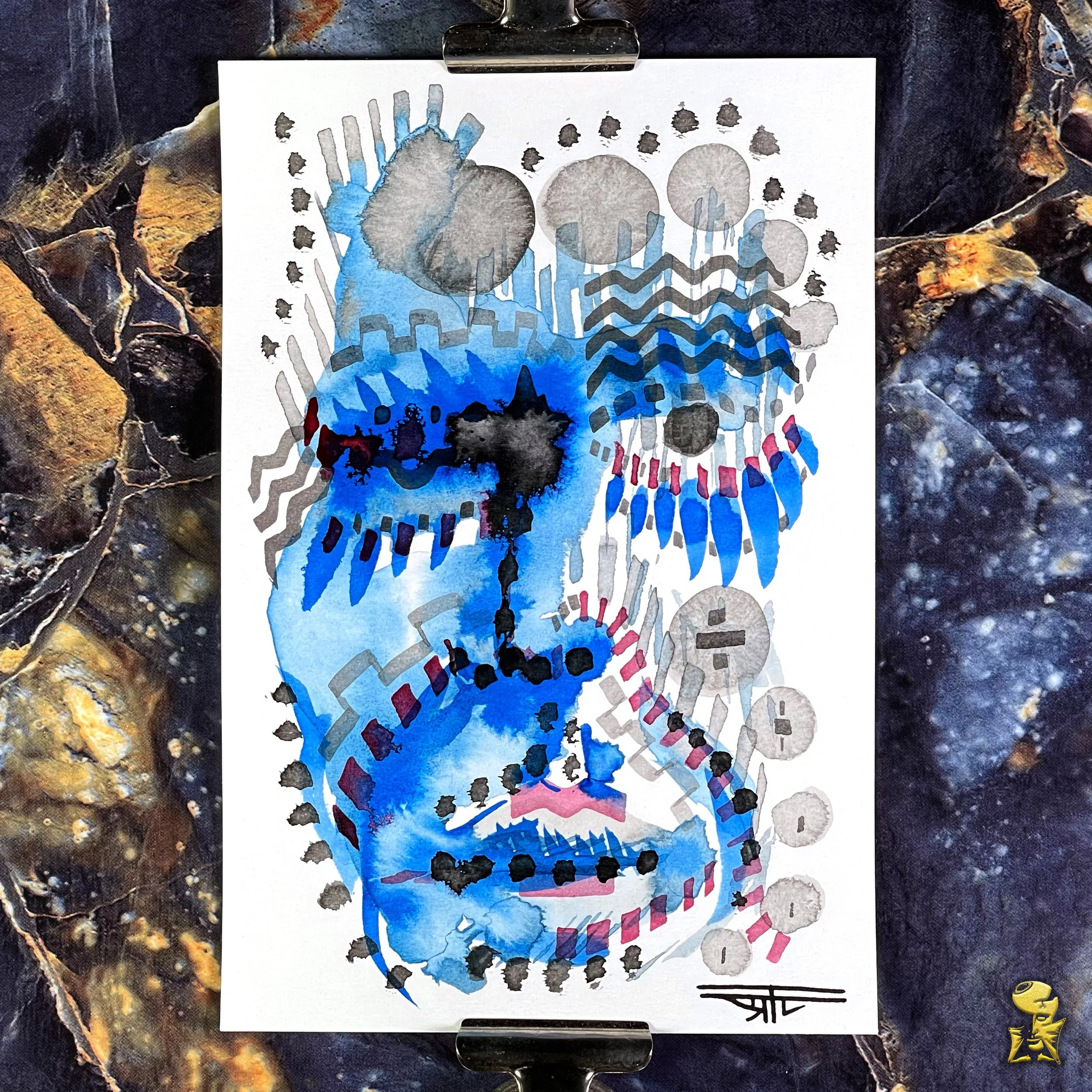 #2320 The Many Faces: Abstract Ink Painting by Ray Taylor