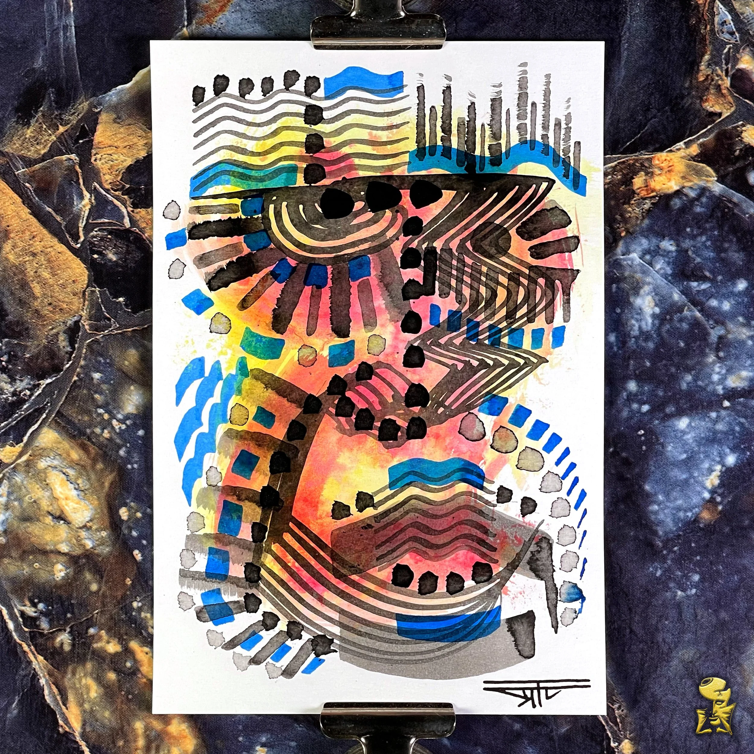 #2322 The Many Faces: Abstract Ink Painting by Ray Taylor