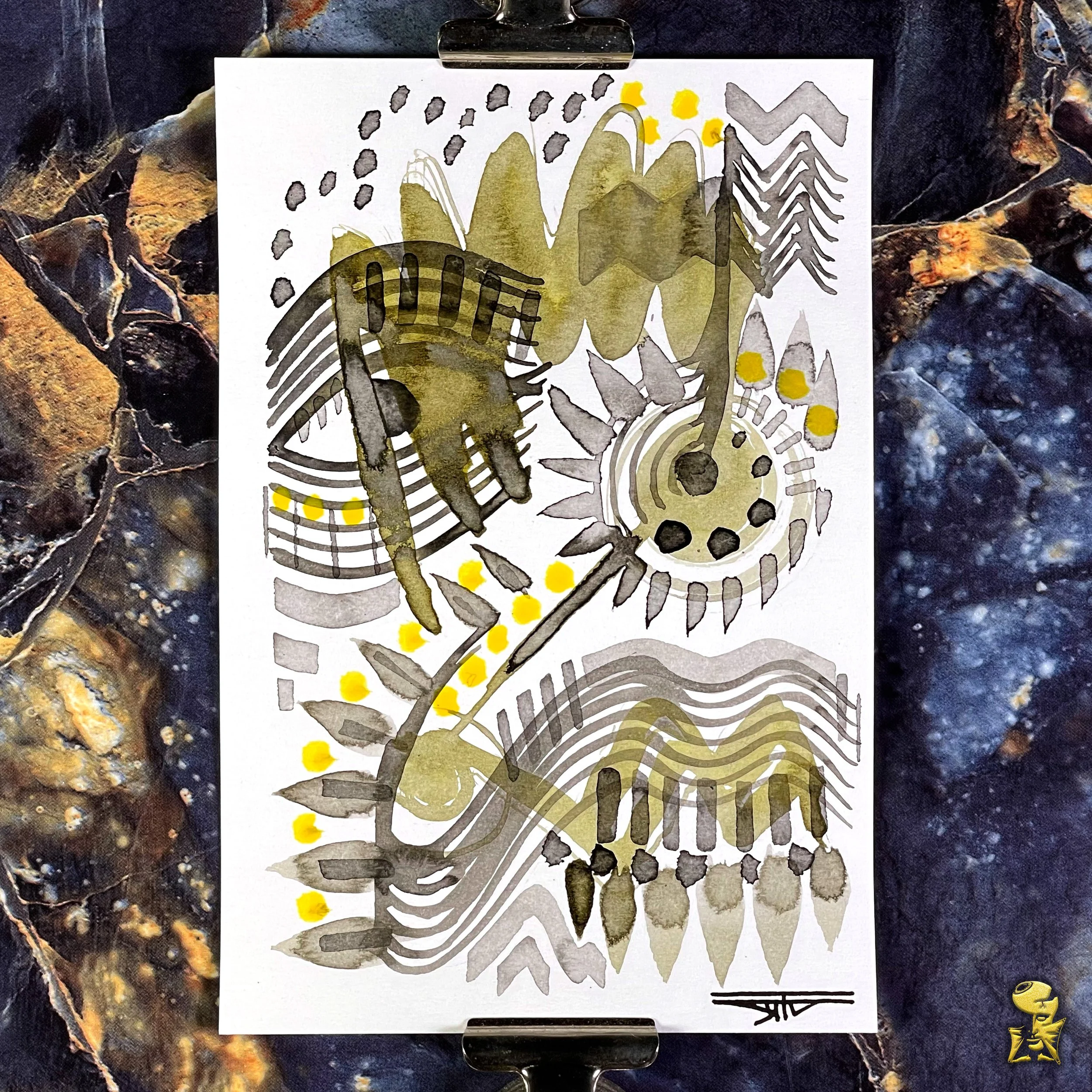 #2324 The Many Faces: Abstract Ink Painting by Ray Taylor