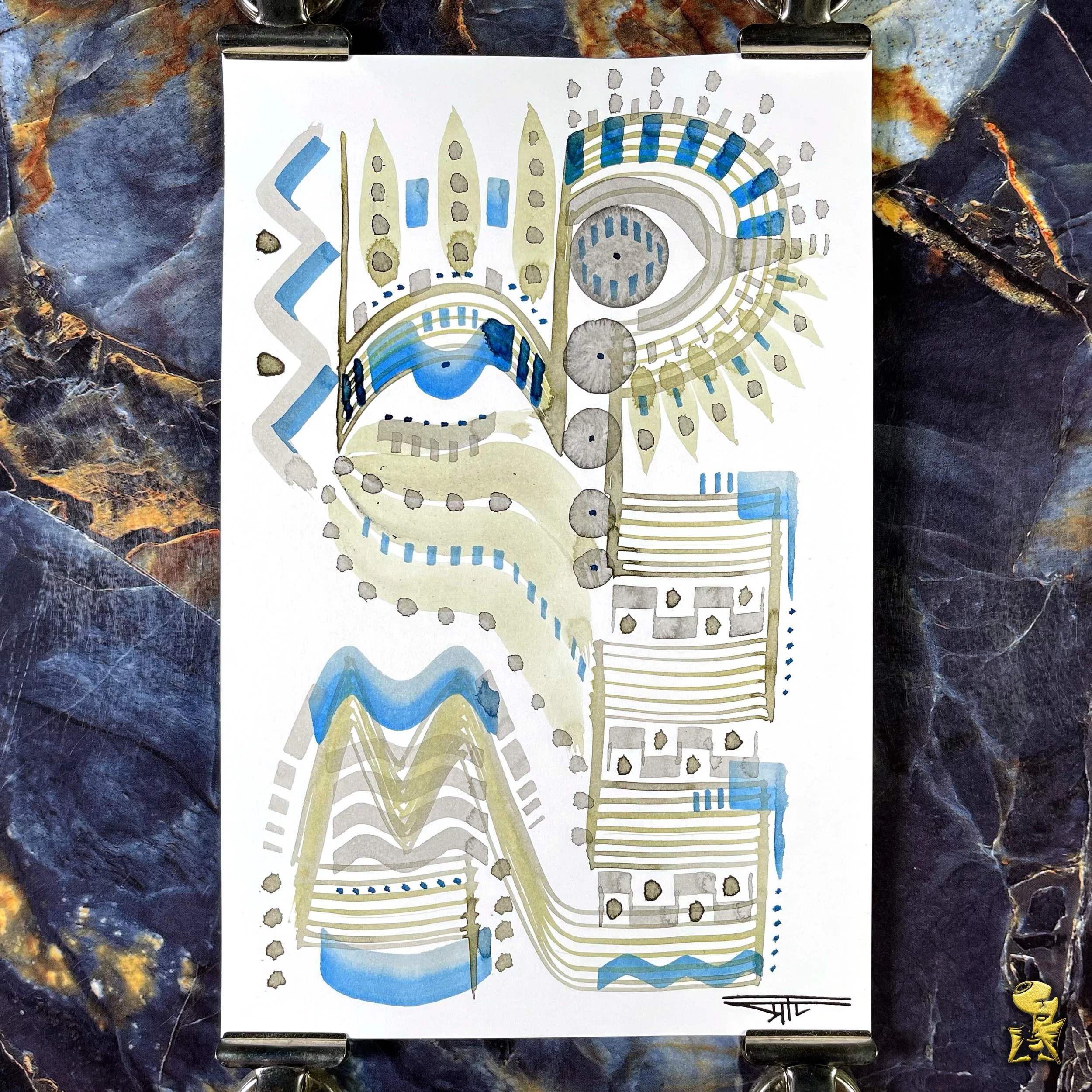 #2326 The Many Faces: Abstract Ink Painting by Ray Taylor