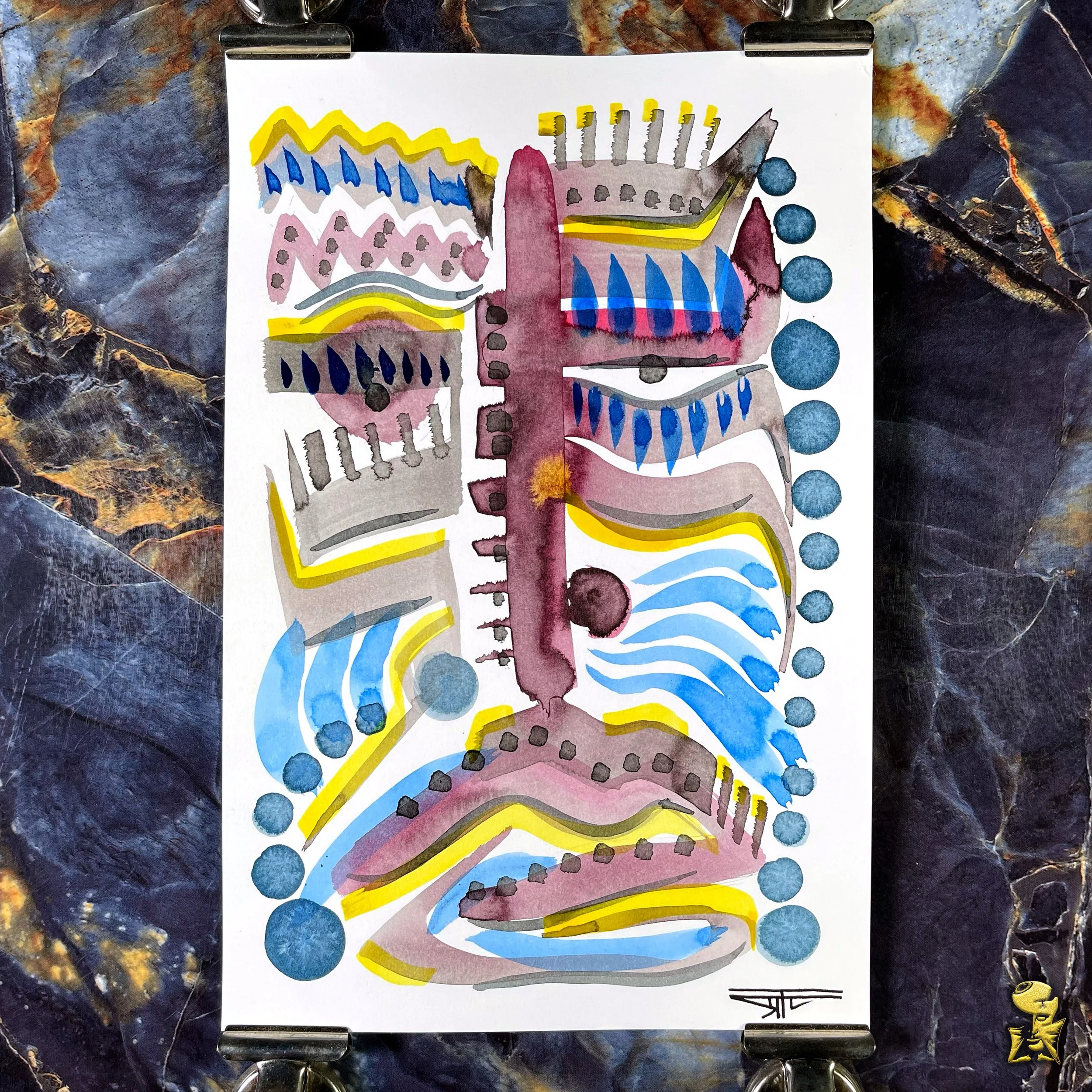 #2329 The Many Faces: Abstract Ink Painting by Ray Taylor