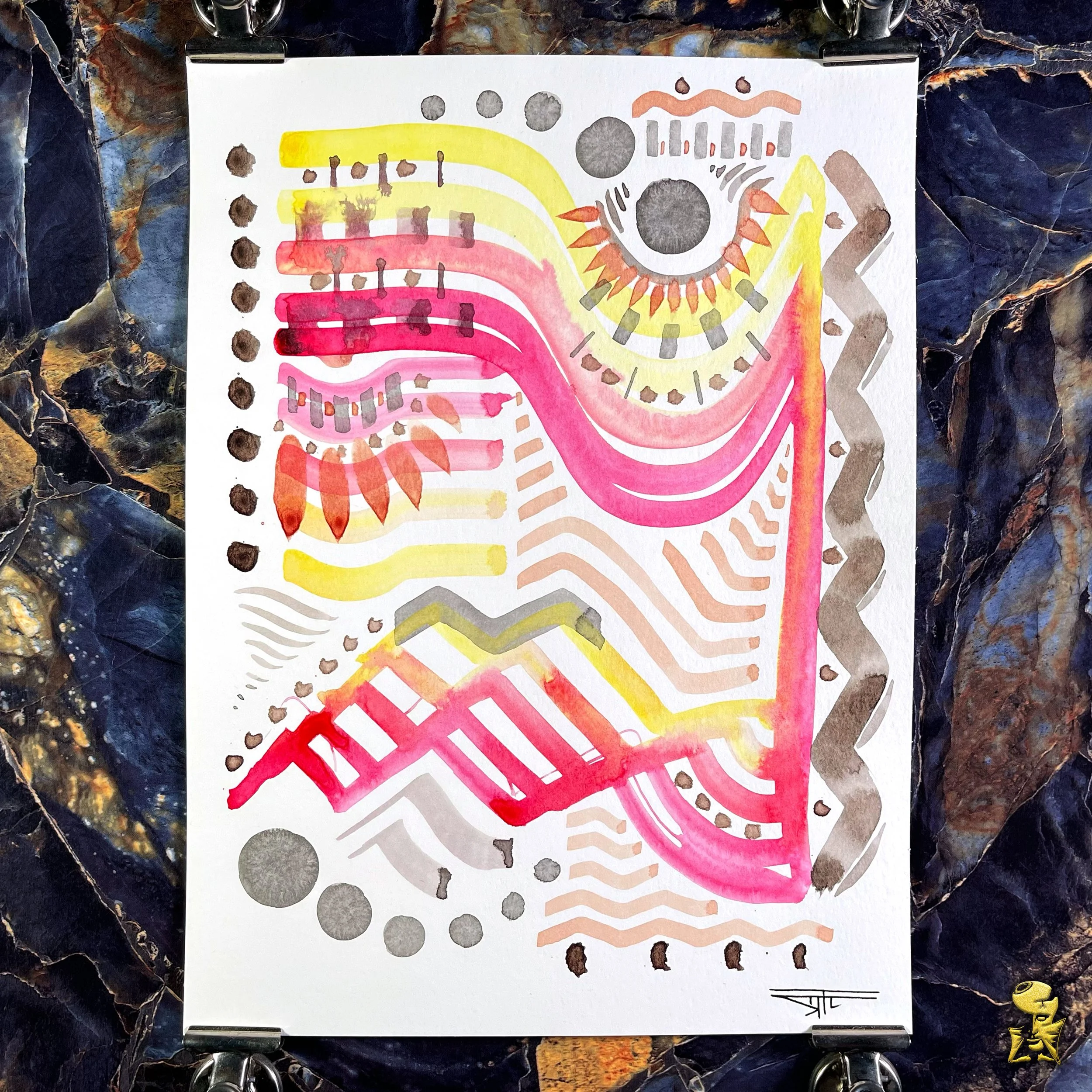#2332 The Many Faces: Abstract Ink Painting by Ray Taylor