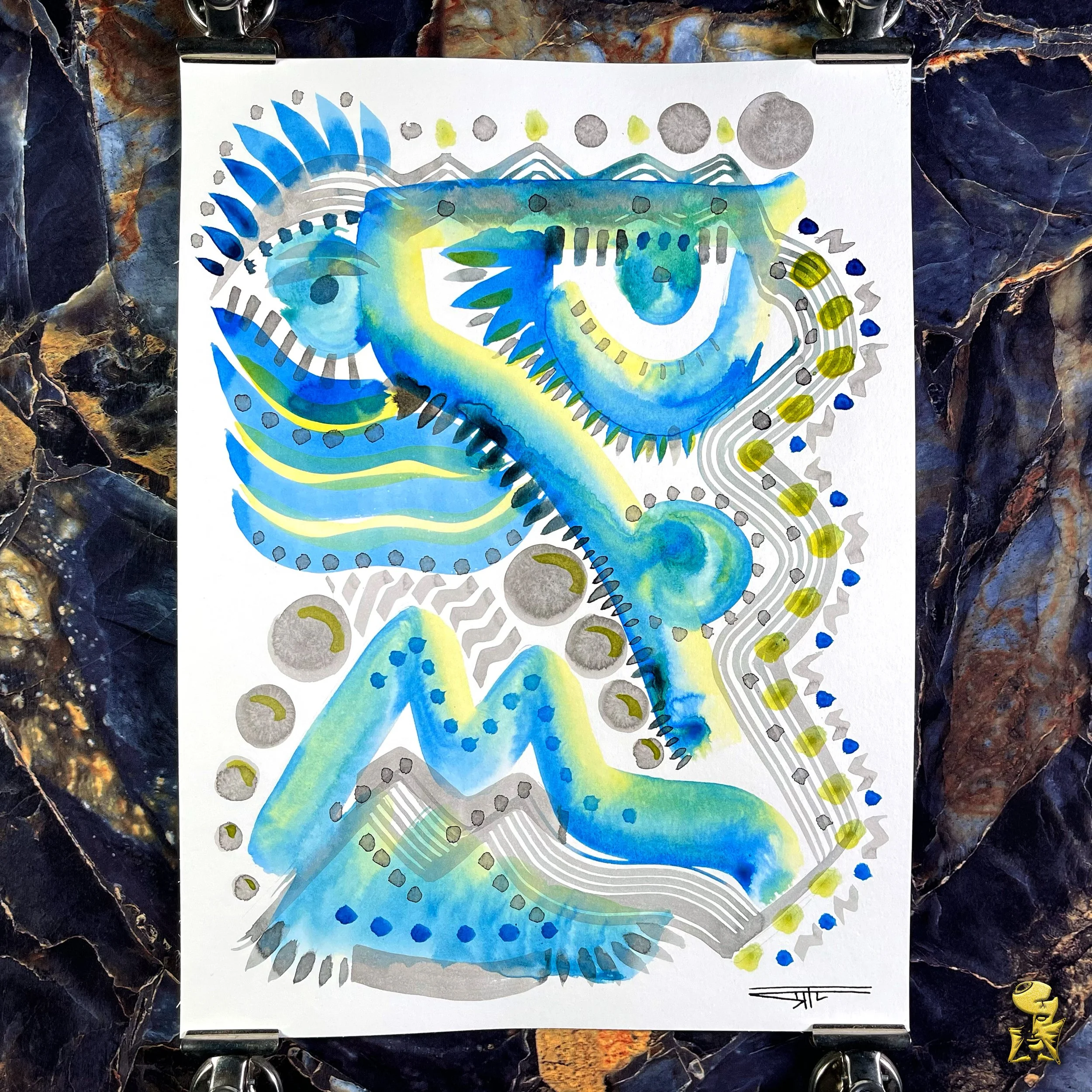 #2336 The Many Faces: Abstract Ink Painting by Ray Taylor