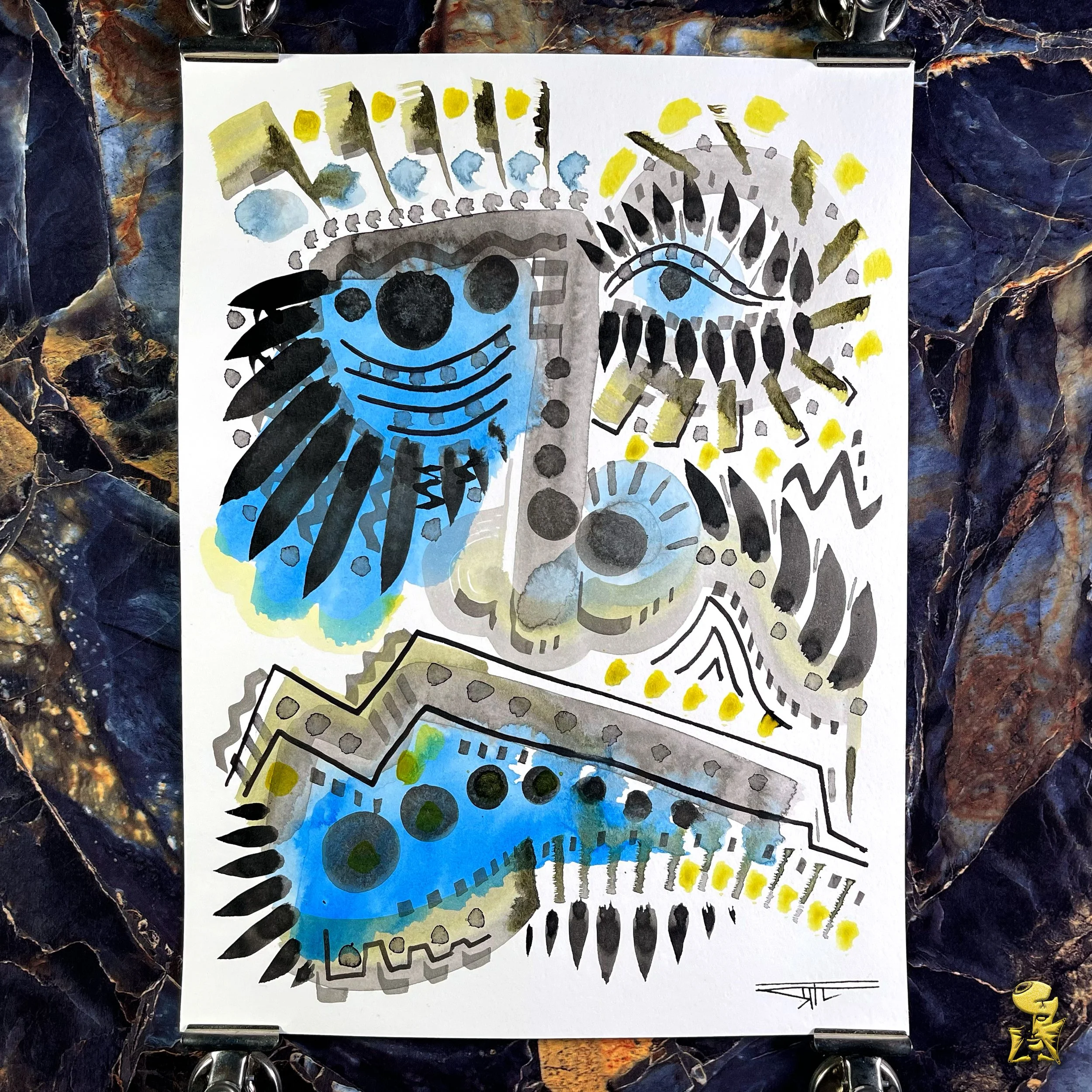 #2338 The Many Faces: Abstract Ink Painting by Ray Taylor