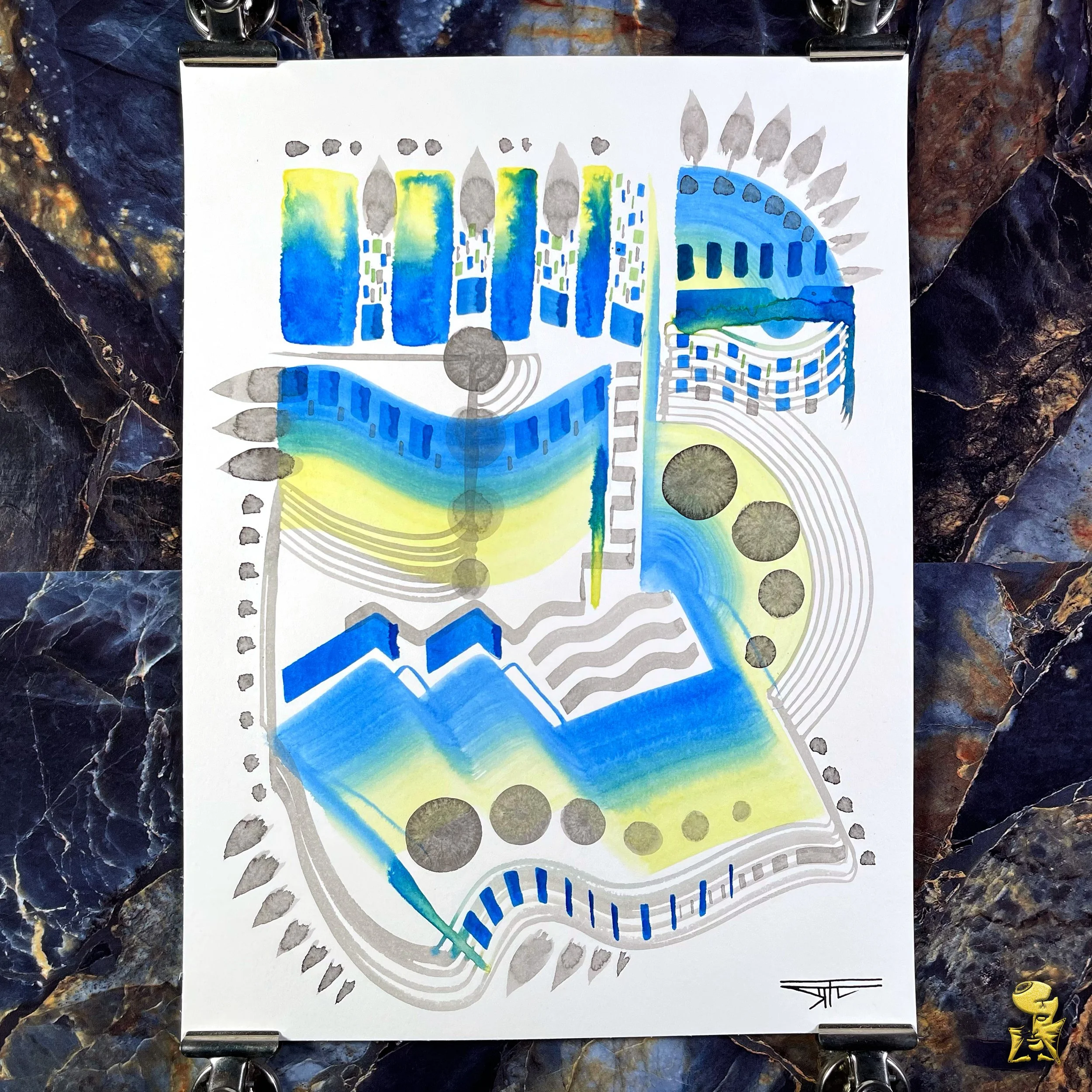 #2339 The Many Faces: Abstract Ink Painting by Ray Taylor