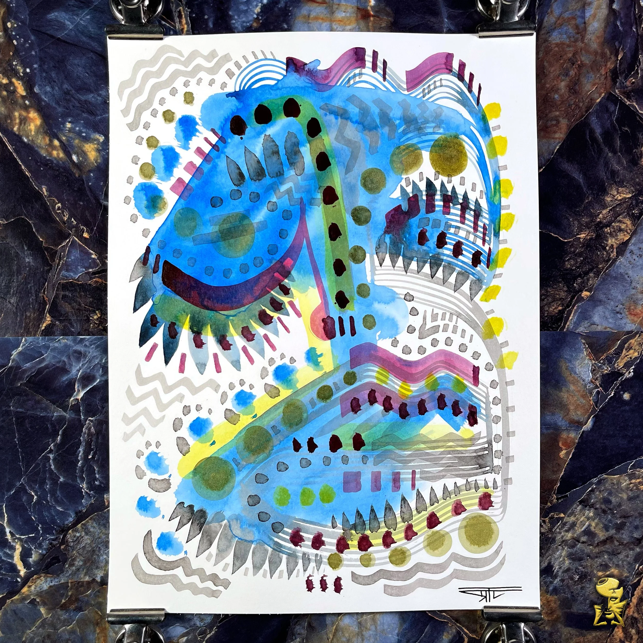 #2341 The Many Faces: Abstract Ink Painting by Ray Taylor