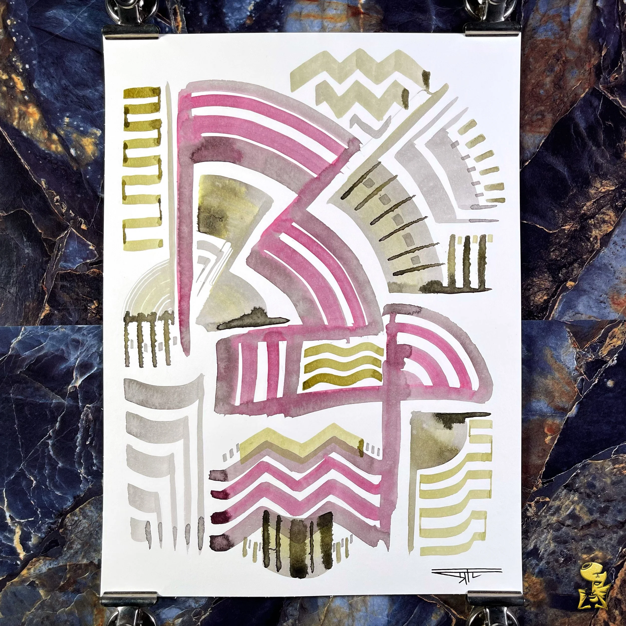 #2345 The Many Faces: Abstract Ink Painting by Ray Taylor
