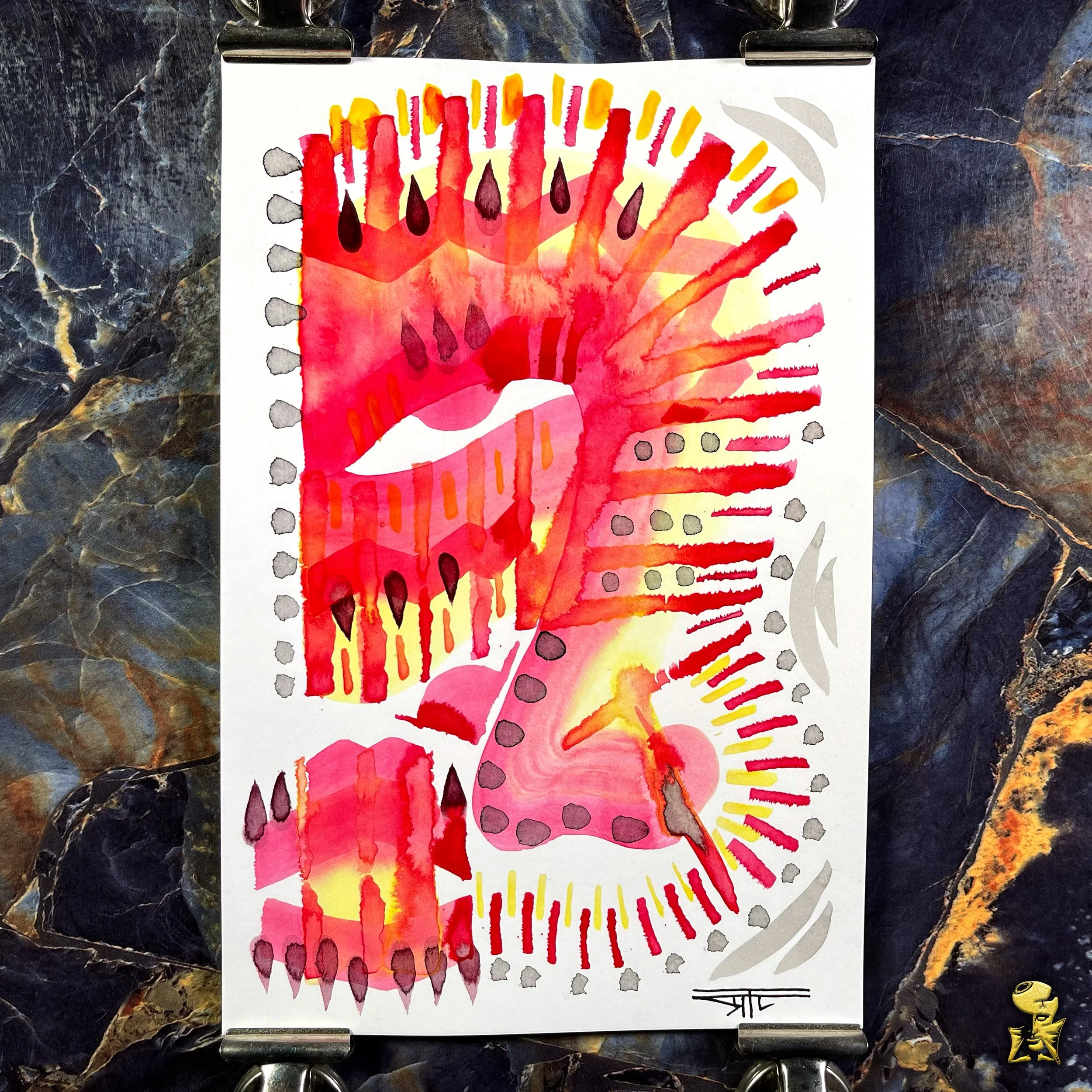 #2347 The Many Faces: Abstract Ink Painting by Ray Taylor