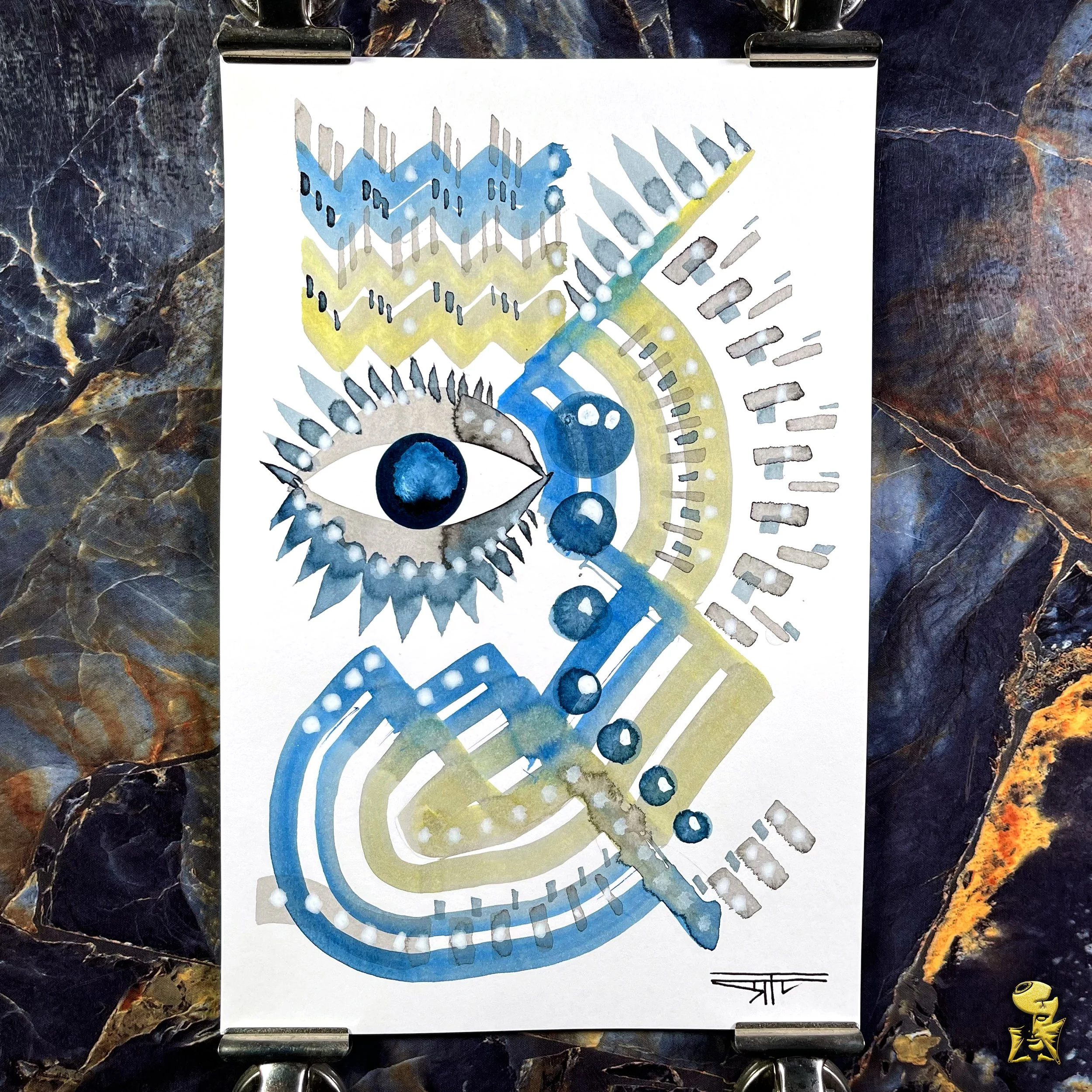 #2350 The Many Faces: Abstract Ink Painting by Ray Taylor