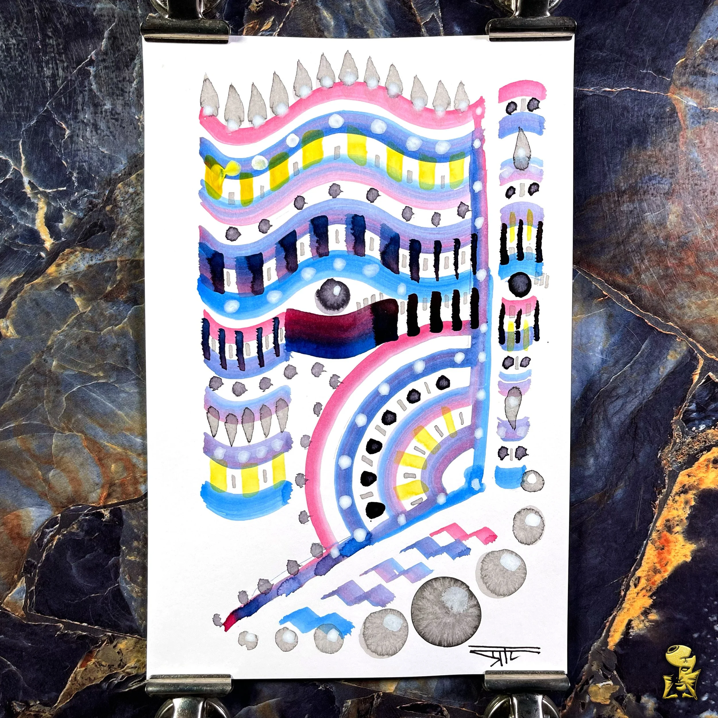 #2351 The Many Faces: Abstract Ink Painting by Ray Taylor