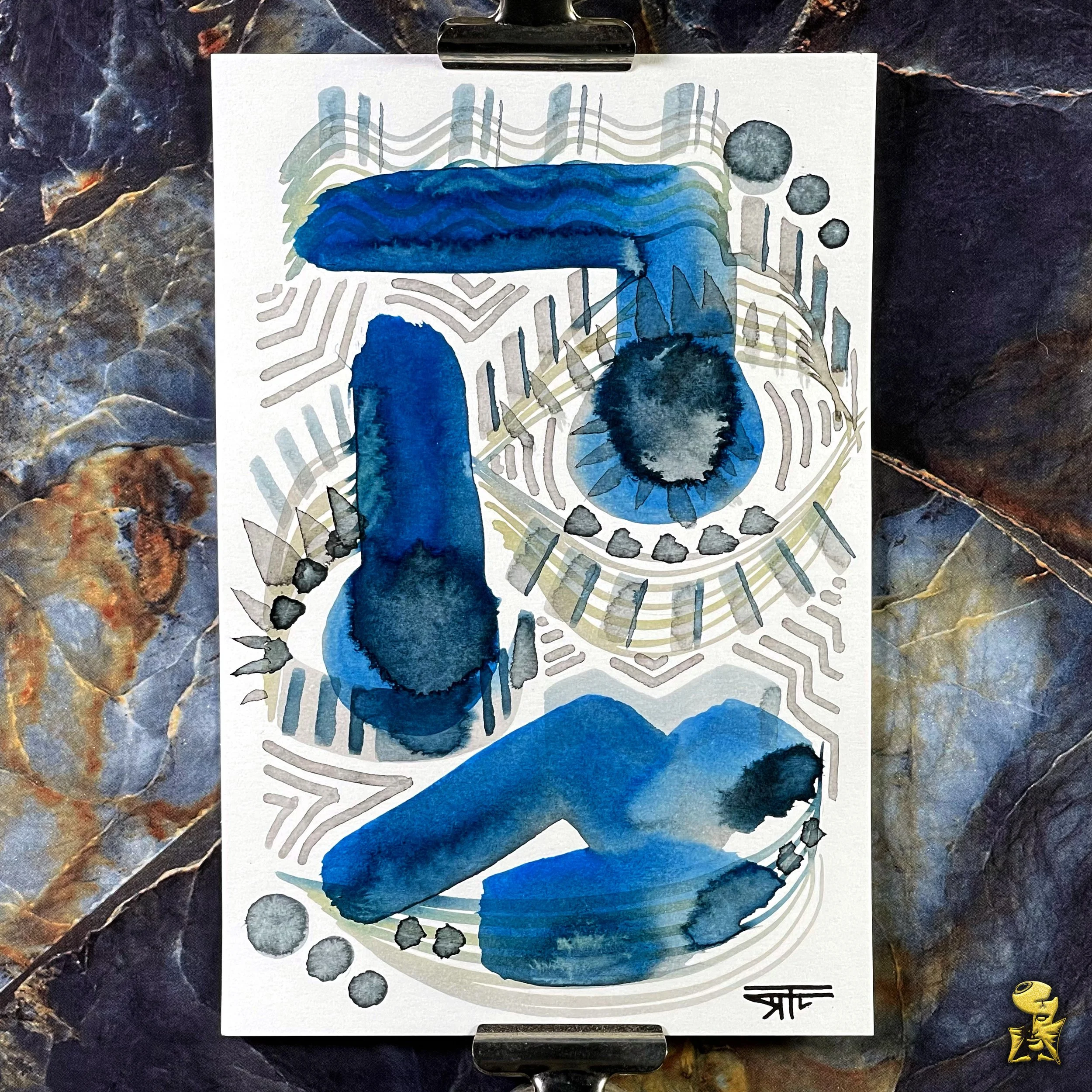 #2354 The Many Faces: Abstract Ink Painting by Ray Taylor