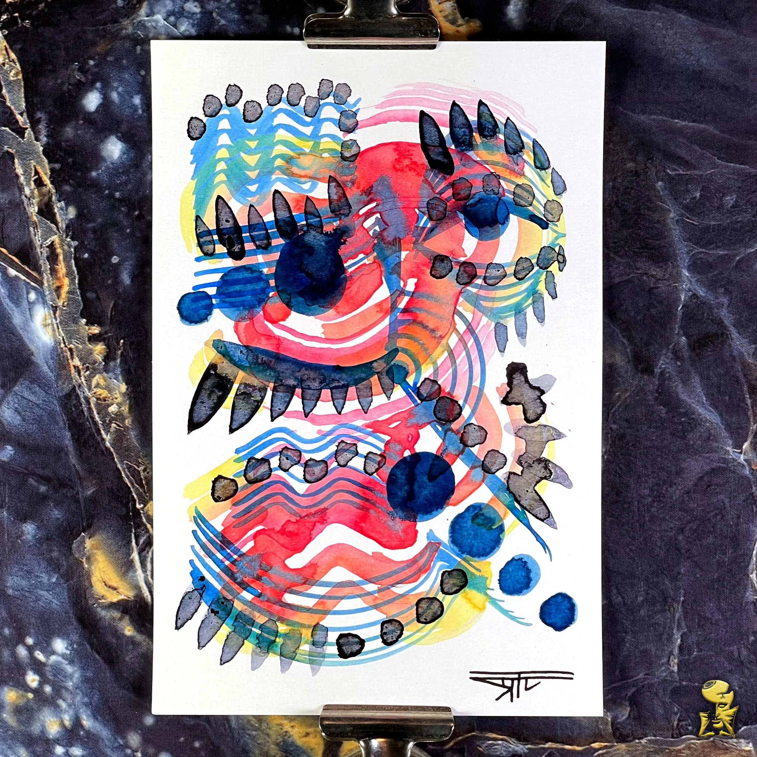#2366 The Many Faces: Abstract Ink Painting by Ray Taylor