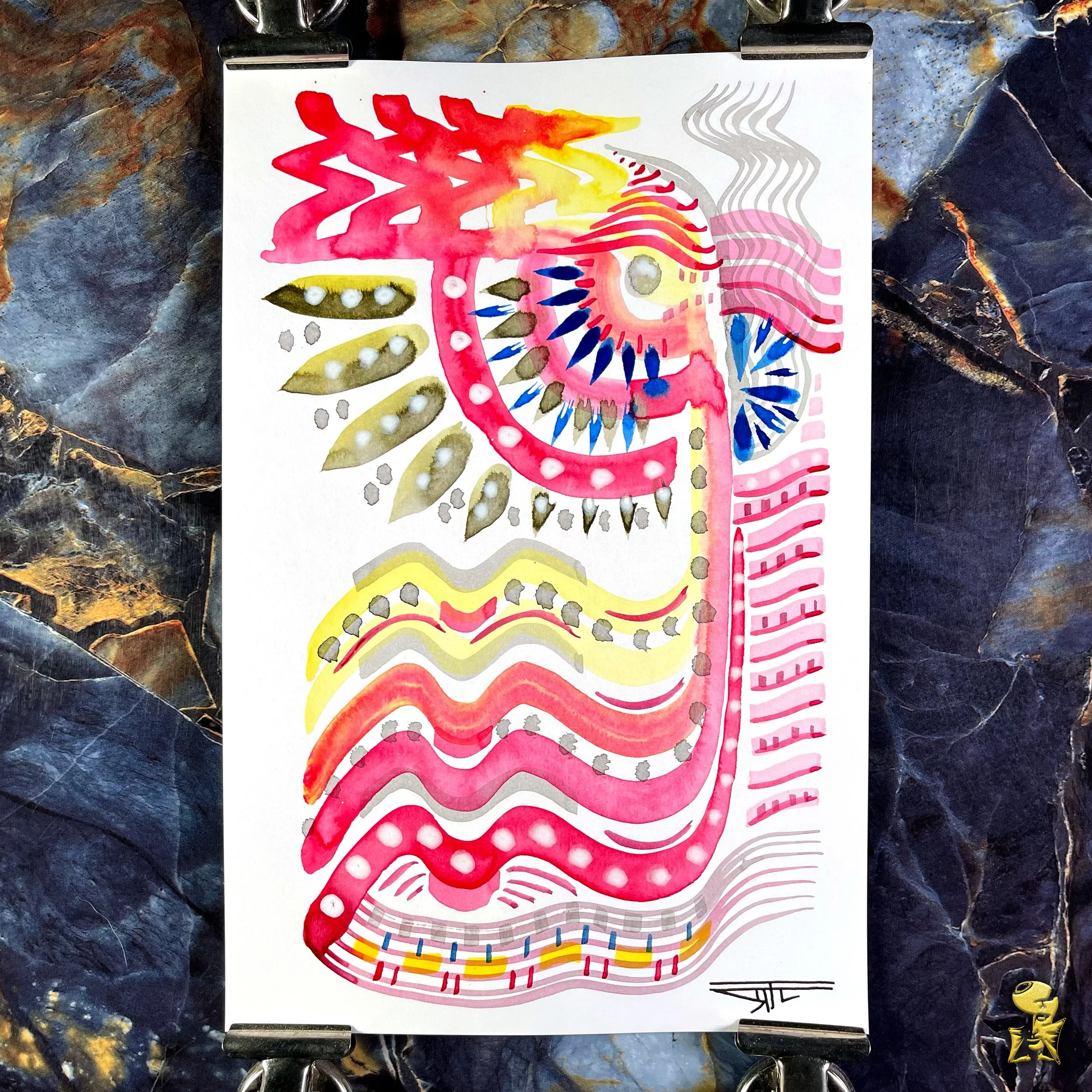 #2367 The Many Faces: Abstract Ink Painting by Ray Taylor