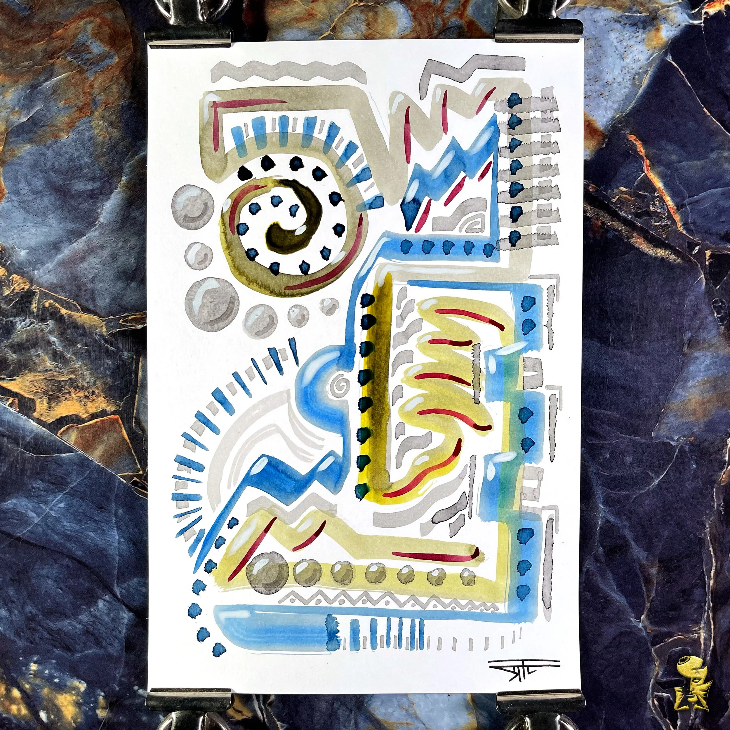 #2371 The Many Faces: Abstract Ink Painting by Ray Taylor