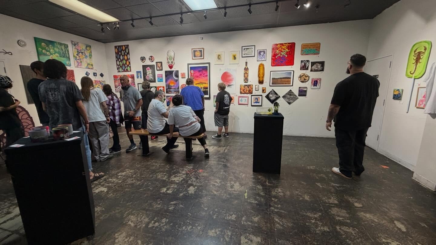 &ldquo;Taste the Pain&rdquo; in the $50 art show at @flat_black_shop UNTIL 9pm

All natural elements: 
Rocks 
Wood
Turmeric 
Hibiscus 
Black tea

So much great work on display. So thankful to be included. 
Shout out to magican56 for doing live painti