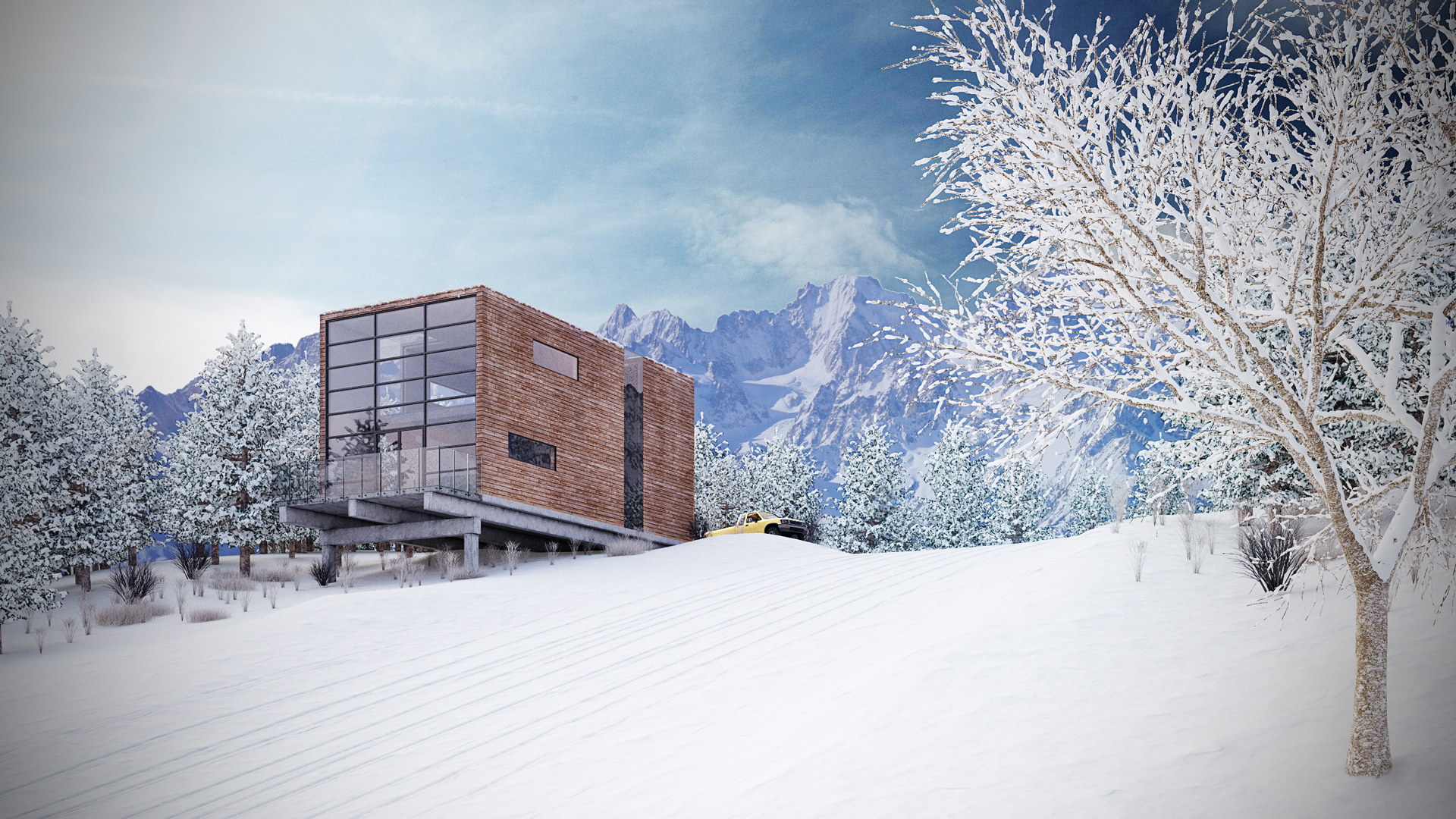 Snow Scene Architectural Render — jbar3D - architectural rendering service