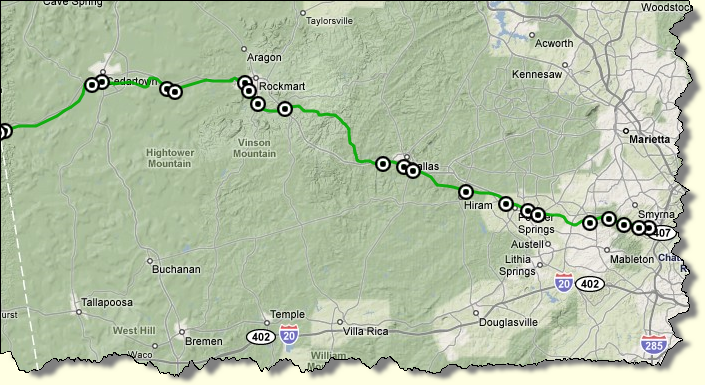 Map of the Silver comet Trail