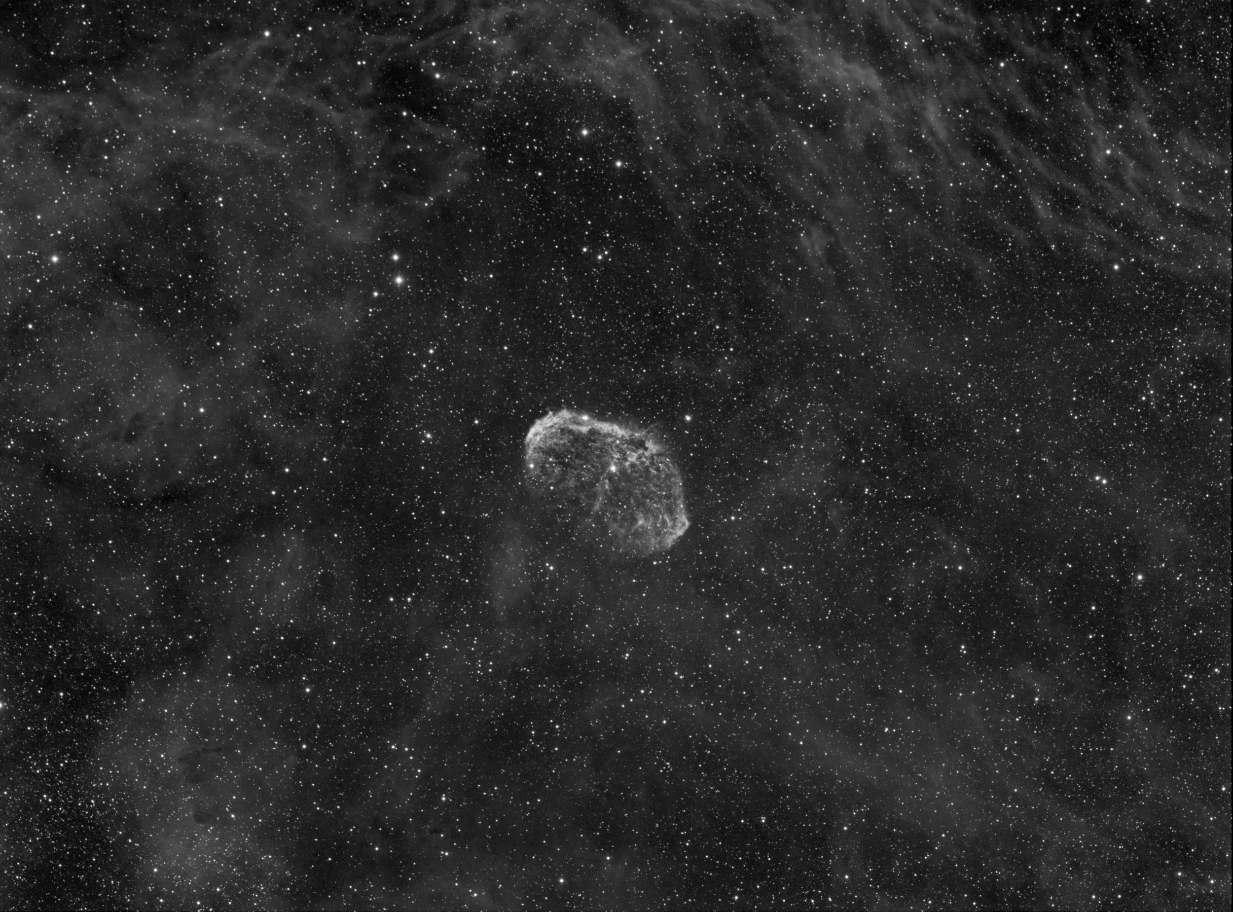 Crescent Nebula HA 500 minutes Click image to enlarge