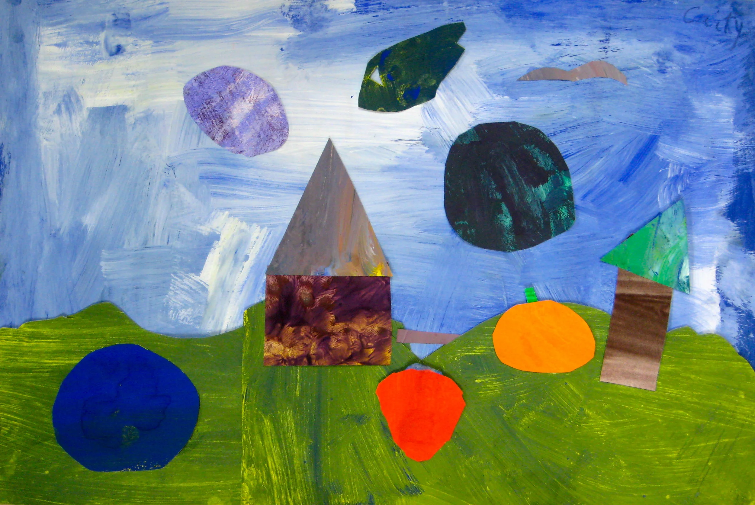 Grade 3 Collage using Tempera Painted Papers applied with above technique