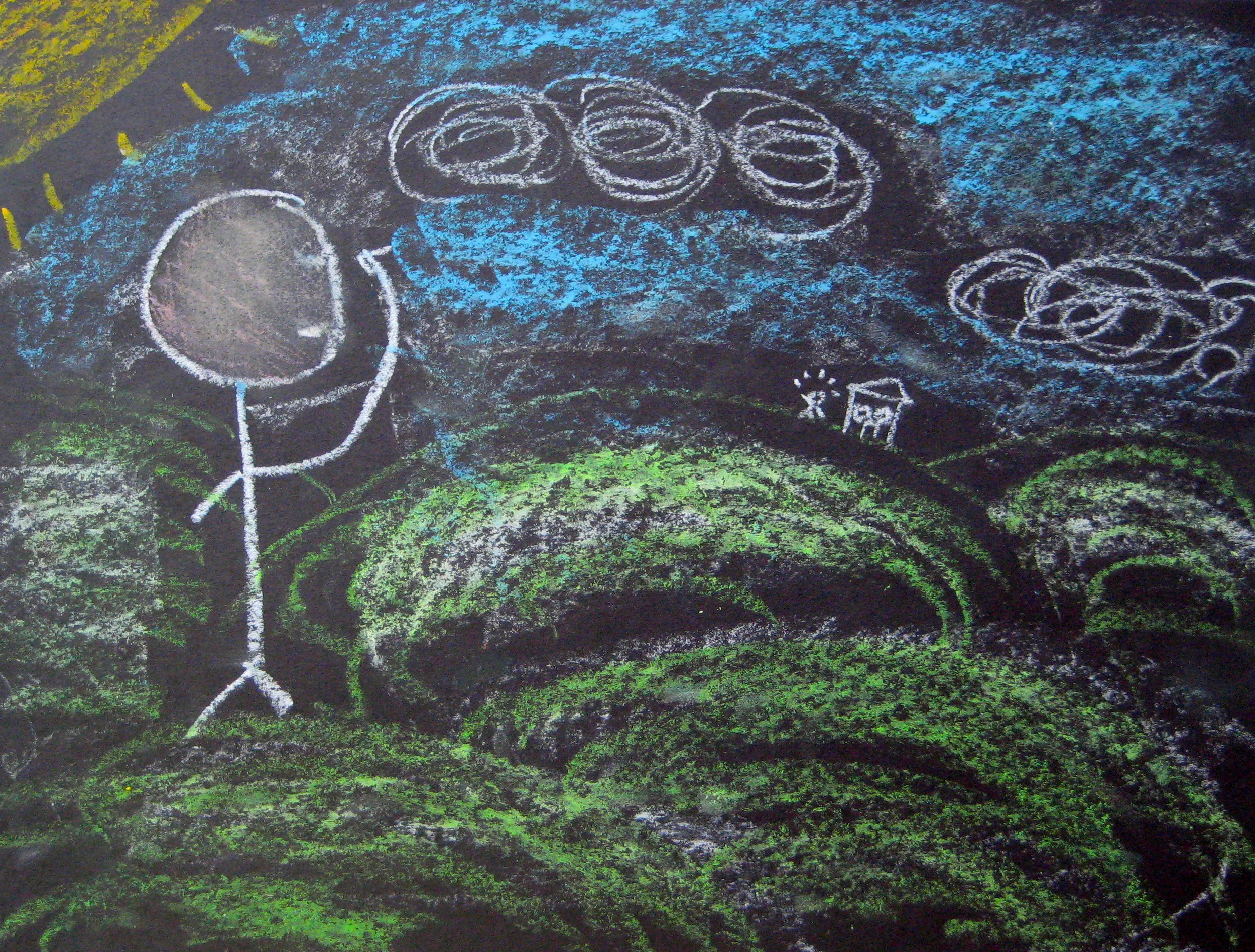 # 1: using a light touch and the side of the oil pastel.