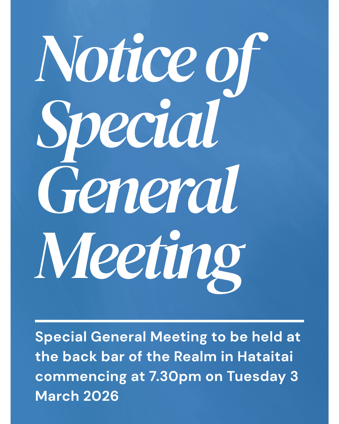Notice of Special General Meeting for Hataitai Residents Association