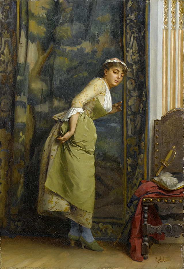 Eavesdropping, painting by Théodore Jacques Ralli, 1880 (image is in the public domain)