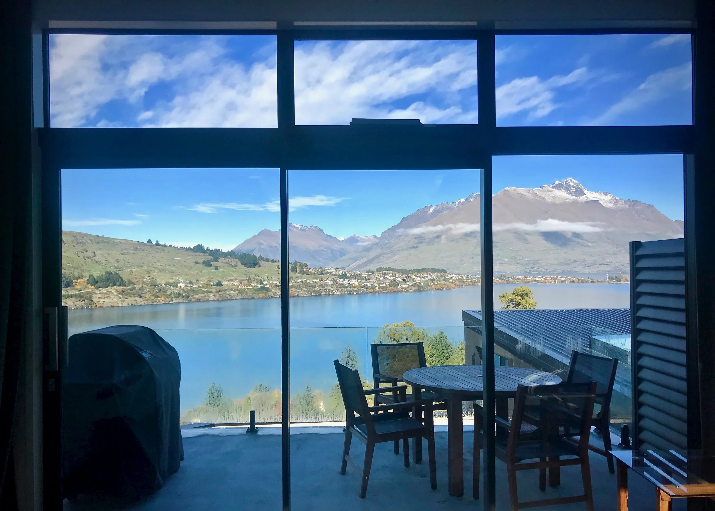 Lake Wakatipu as seen from our Airbnb living room