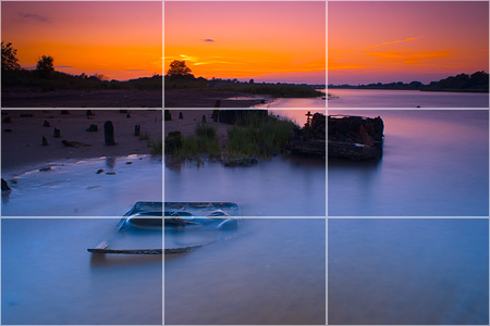 The water is more important, so the horizon is sitting on the top 1/3rd