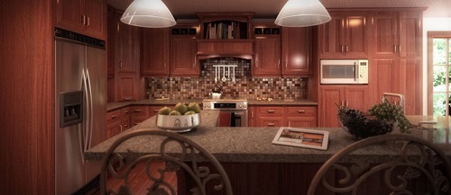 Image: ‘The Red Wood Crystal Kitchen’, Interior Photo-Real Rendering (Bobby Parker)